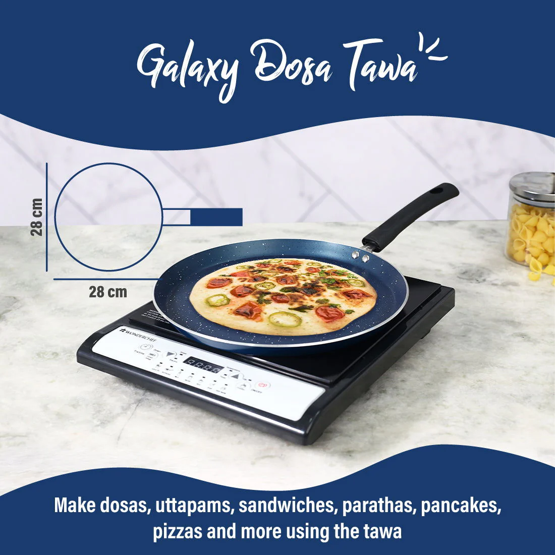 Wonderchef Renewed Galaxy Dosa Tawa | 28cm | Cool Touch Bakelite Handles | Pure Grade Aluminum | PFOA Free - Image 3