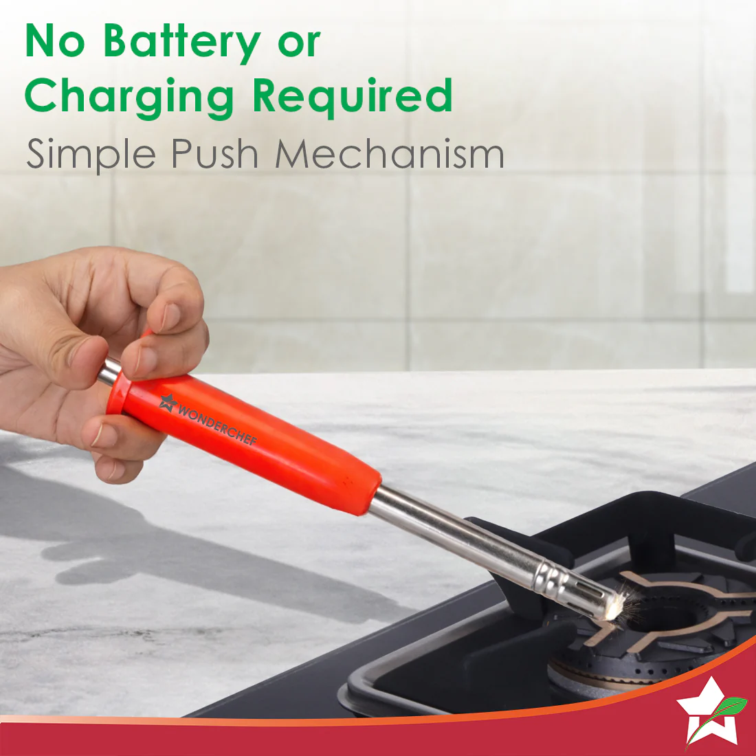 Stainless Steel Gas Igniter, Long Lasting, Rust Proof, Unbreakable, Soft & Long Grip, Red Colour - Image 4
