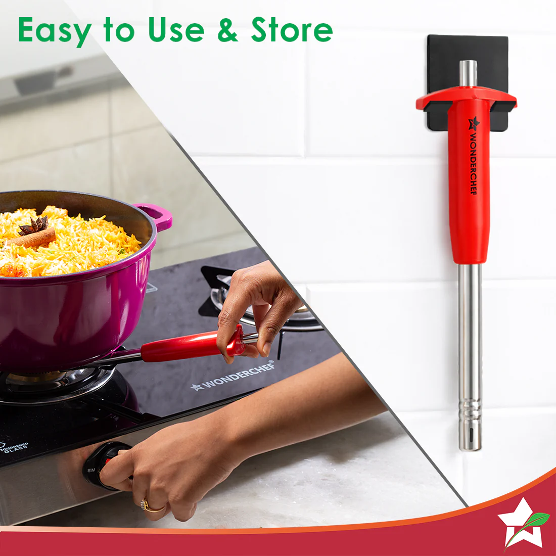 Stainless Steel Gas Igniter, Long Lasting, Rust Proof, Unbreakable, Soft & Long Grip, Red Colour - Image 6