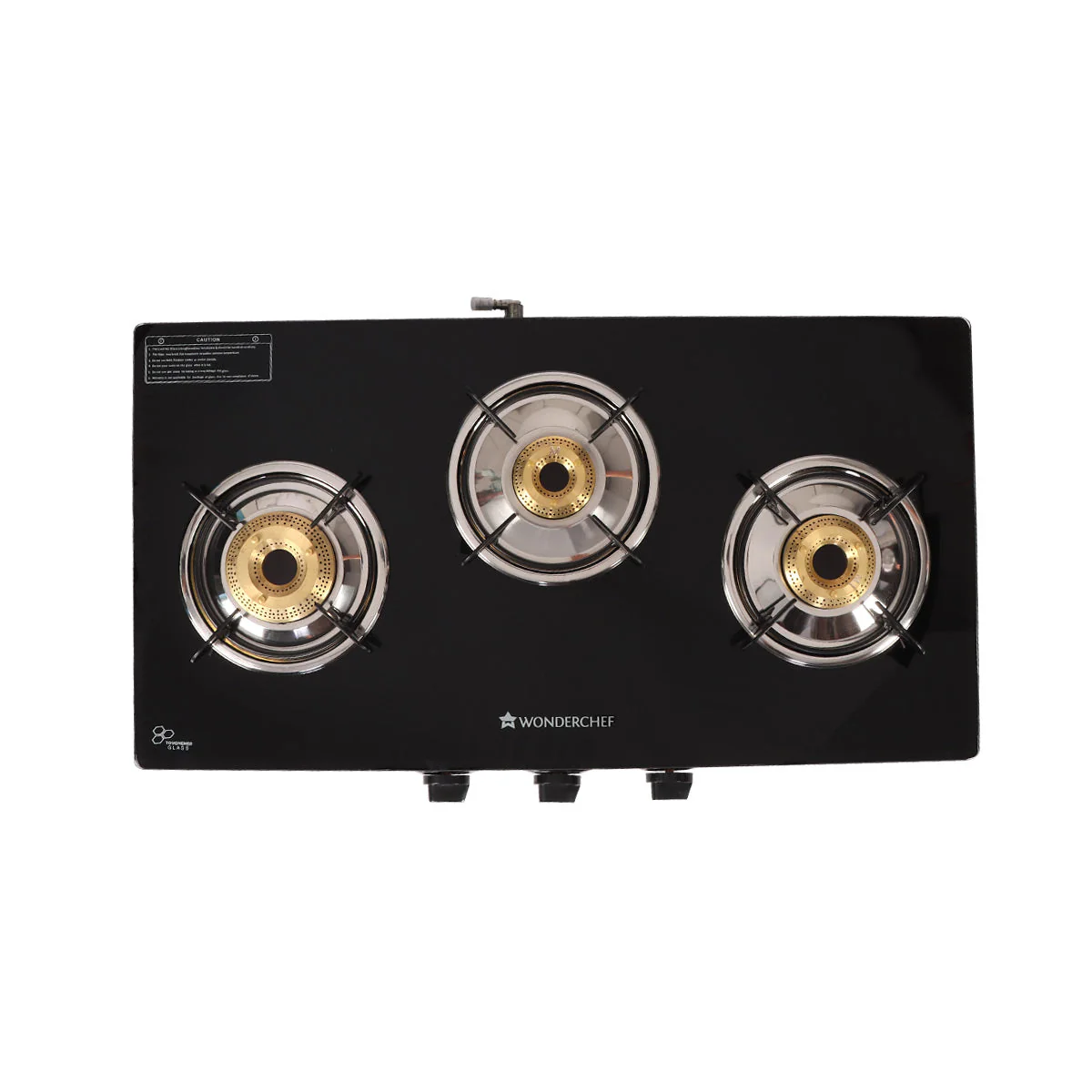 Glory 3 Burner Glass Gas Stove, Black 8mm Toughened Glass with 2 Years Warranty, Ergonomic Knobs, Stainless Steel Drip Tray, Manual Ignition Gas Stove - Image 2