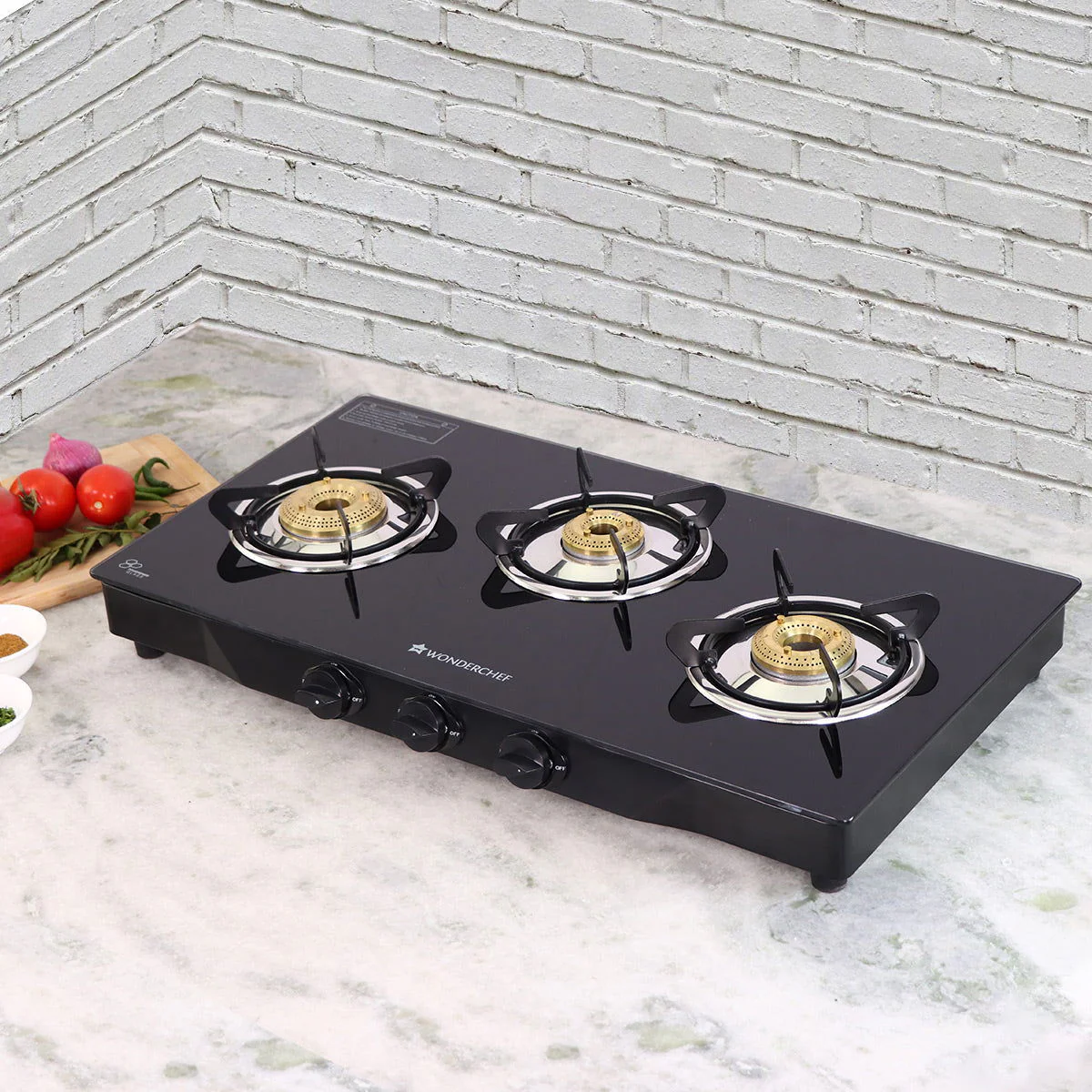 Glory 3 Burner Glass Gas Stove, Black 8mm Toughened Glass with 2 Years Warranty, Ergonomic Knobs, Stainless Steel Drip Tray, Manual Ignition Gas Stove - Image 6