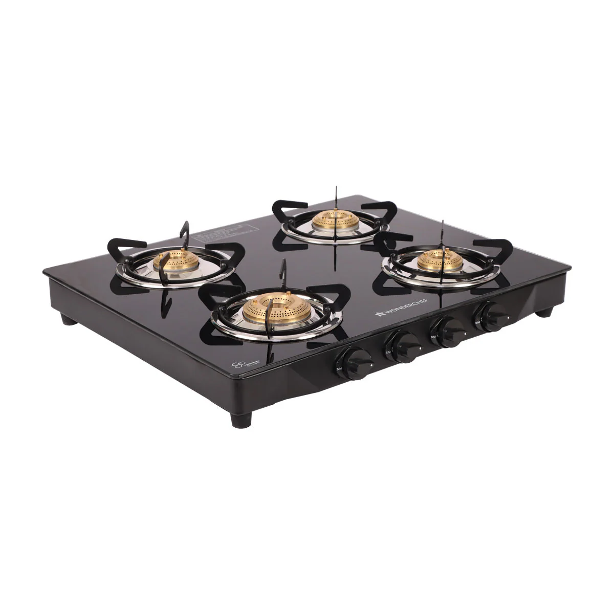 Glory 4 Burner Glass Gas Stove, Black 8mm Toughened Glass with 2 Years Warranty, Ergonomic Knobs, Stainless Steel Drip Tray, Manual Ignition Gas Stove - Image 2