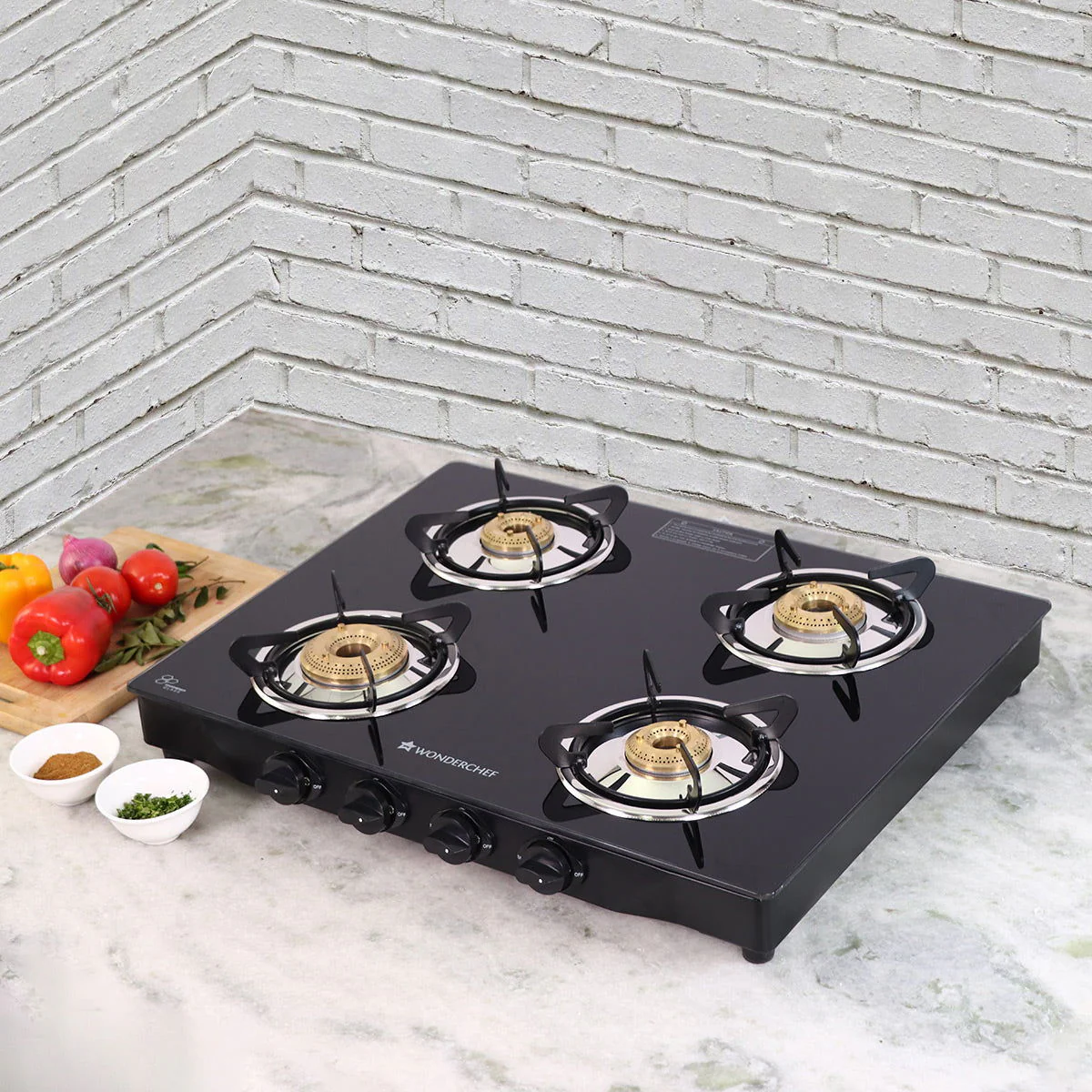 Glory 4 Burner Glass Gas Stove, Black 8mm Toughened Glass with 2 Years Warranty, Ergonomic Knobs, Stainless Steel Drip Tray, Manual Ignition Gas Stove - Image 6