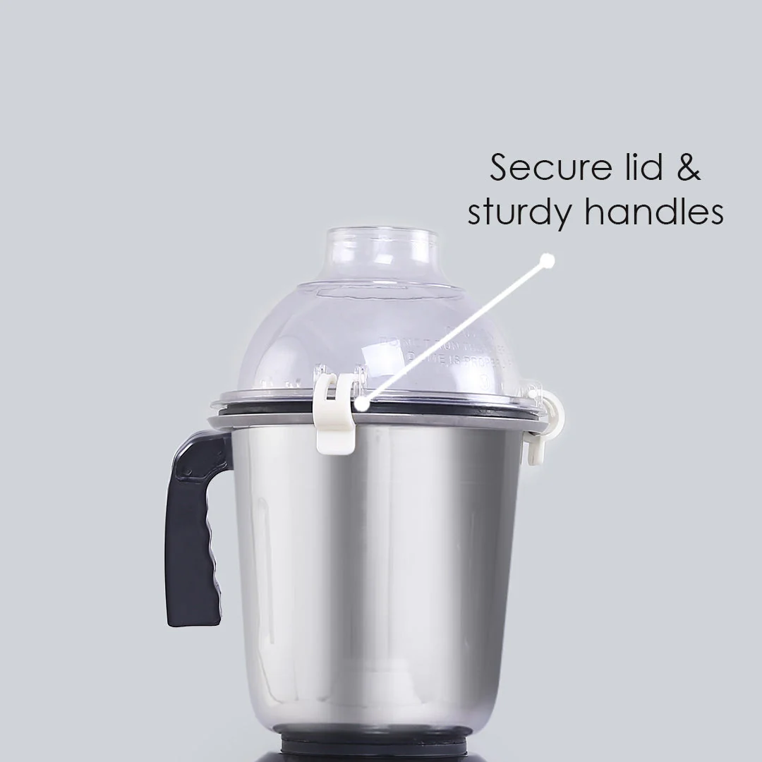 Glory Mixer Grinder, 750 W with 4 Stainless Steel Jars and Anti-rust Stainless Steel Blades, Ergonomic Handles, 5 Years Warranty on Motor - Image 4