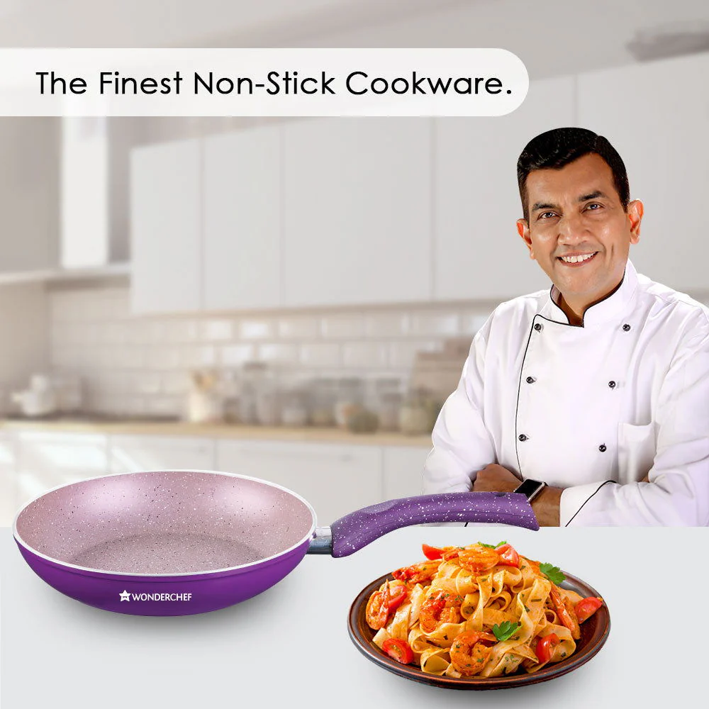 Granite 24 cm Non-Stick Fry Pan | 1.8L | Purple | 5 Layer PFOA Free Non-Stick Coating | Compatible with Hot Plate, Hobs, Gas Stove, Ceramic Plate and Induction cooktop | 2 Year Warranty - Image 2