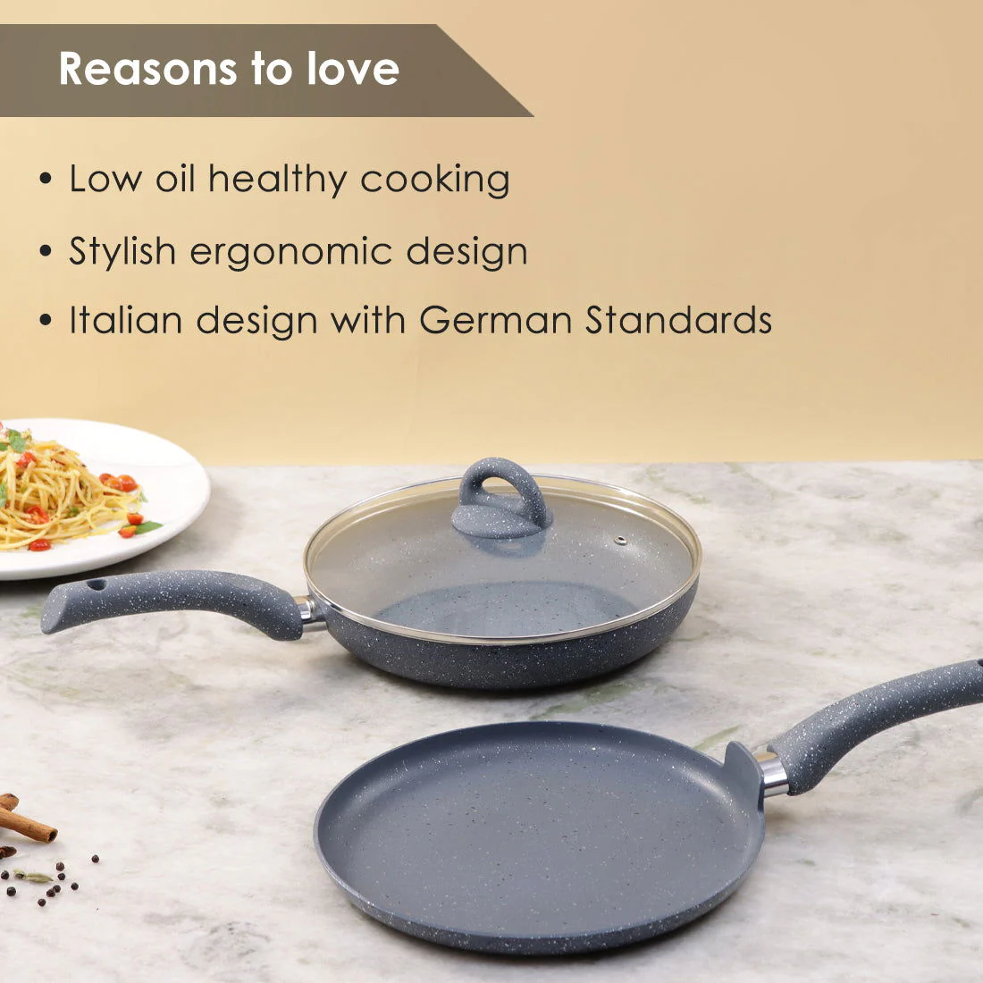 Granite 3 Pc Cookware Set with Lid, Non Stick, 2 Years Warranty - Image 11