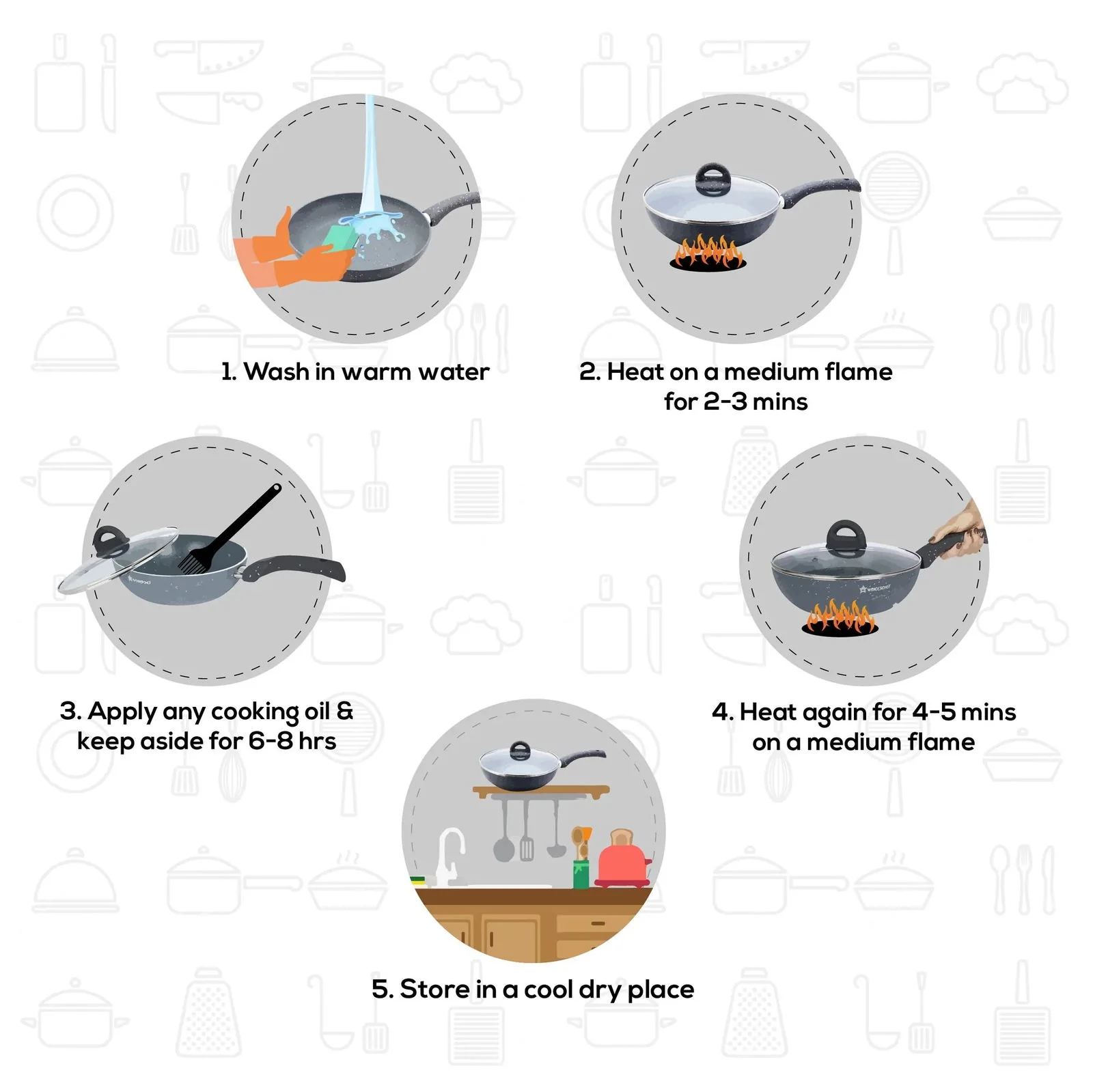 Granite 3 Pc Cookware Set with Lid, Non Stick, 2 Years Warranty - Image 8