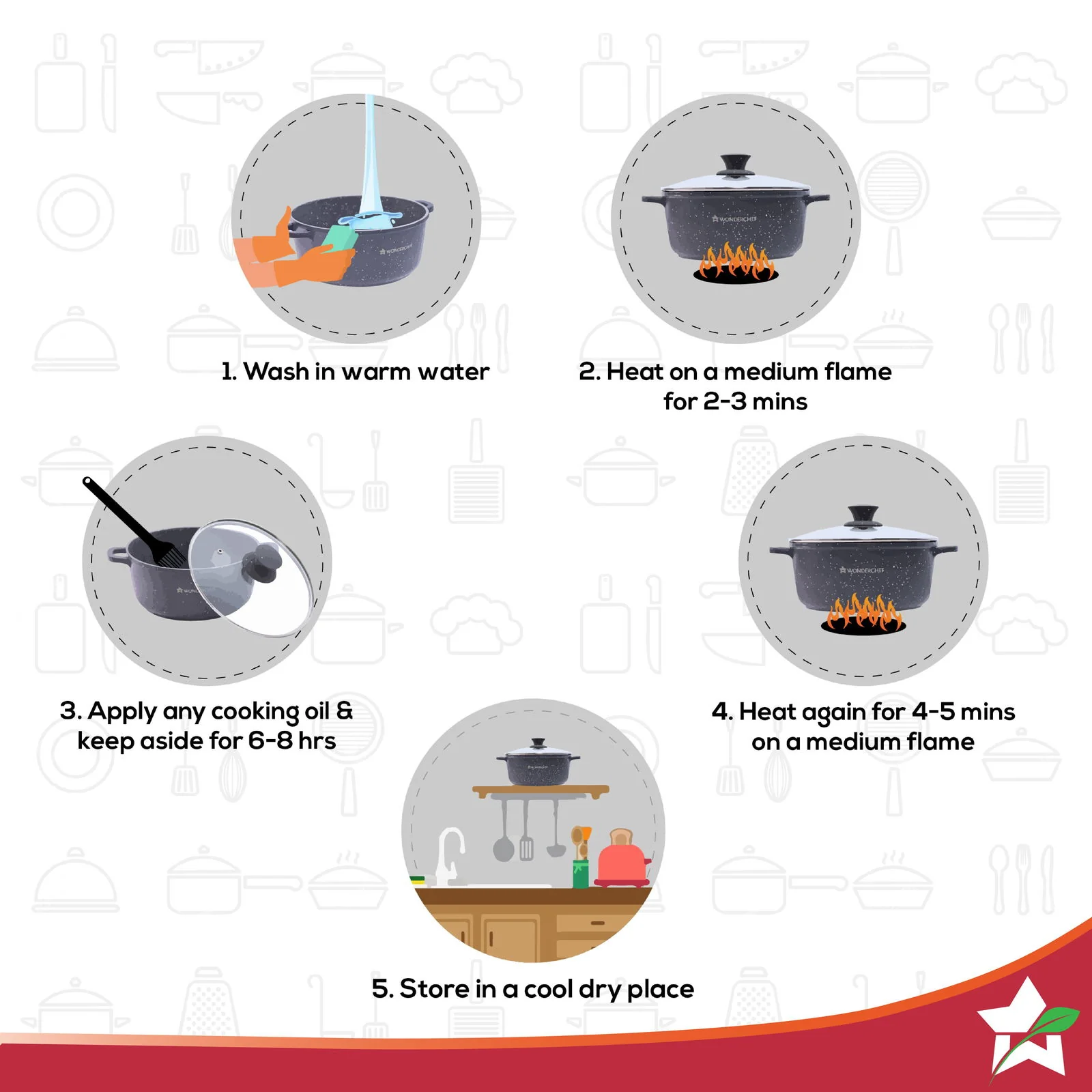 Granite Die-cast Non-stick Casserole Set, 6Pc (1150ML, 2000ML, 4500ML) With Lids, Induction Bottom, Soft Touch Handles, Pure Grade Aluminium, PFOA/Heavy Metal Free, 2 Years Warranty, Blue - Image 5