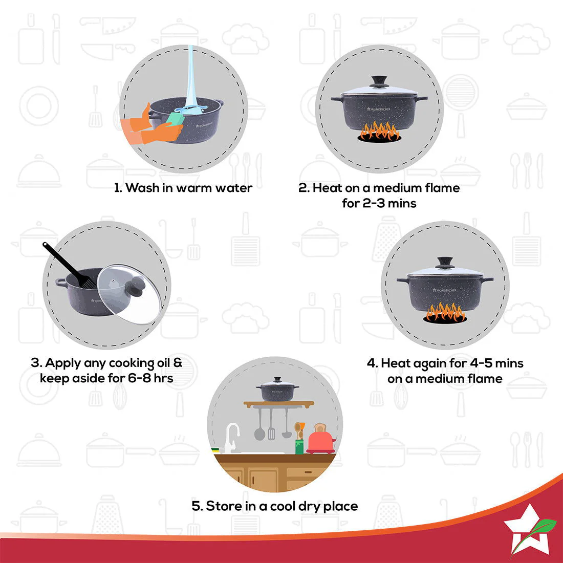 Wonderchef Renewed Granite Die-Cast Non-stick Casserole 20cm (without Lid) | Induction Bottom | Soft-touch Handles | Virgin Grade Aluminium | 3.5mm Thick | PFOA/Heavy Metals Free - Image 6