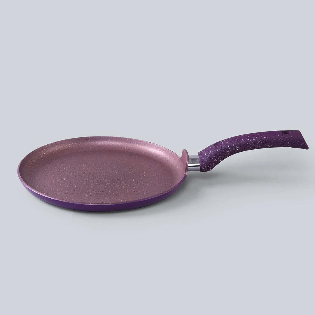 Granite Non-stick Cookware Set, 4Pc (Frying Pan With Lid, Wok, Dosa Tawa), Induction Bottom, Soft-Touch Handles, Pure Grade Aluminium, PFOA, 3.5mm, 2 Years Warranty, Purple - Image 11
