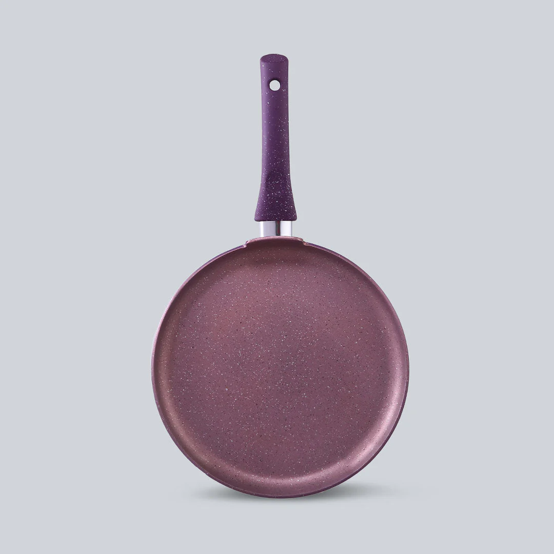 Granite Non-stick Cookware Set, 4Pc (Frying Pan With Lid, Wok, Dosa Tawa), Induction Bottom, Soft-Touch Handles, Pure Grade Aluminium, PFOA, 3.5mm, 2 Years Warranty, Purple - Image 12