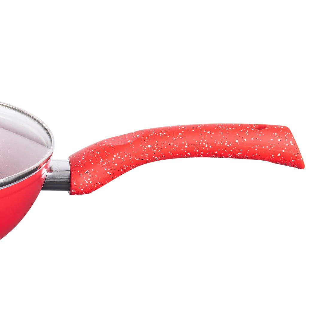Granite Aluminium Non-stick Wok With Glass Lid, 24cm, 2.7L, 3.5mm, Red, Compatible On Hot Plate, Hobs, Gas Stove, Ceramic Plate And Induction, 2 Years Warranty - Image 4