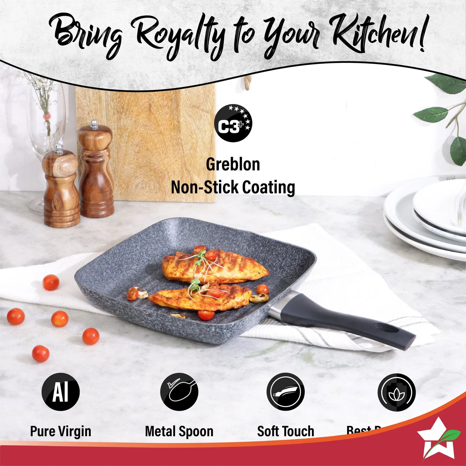 Graphite Grill Pan 24 cm, 3 Years Warranty - Image 3