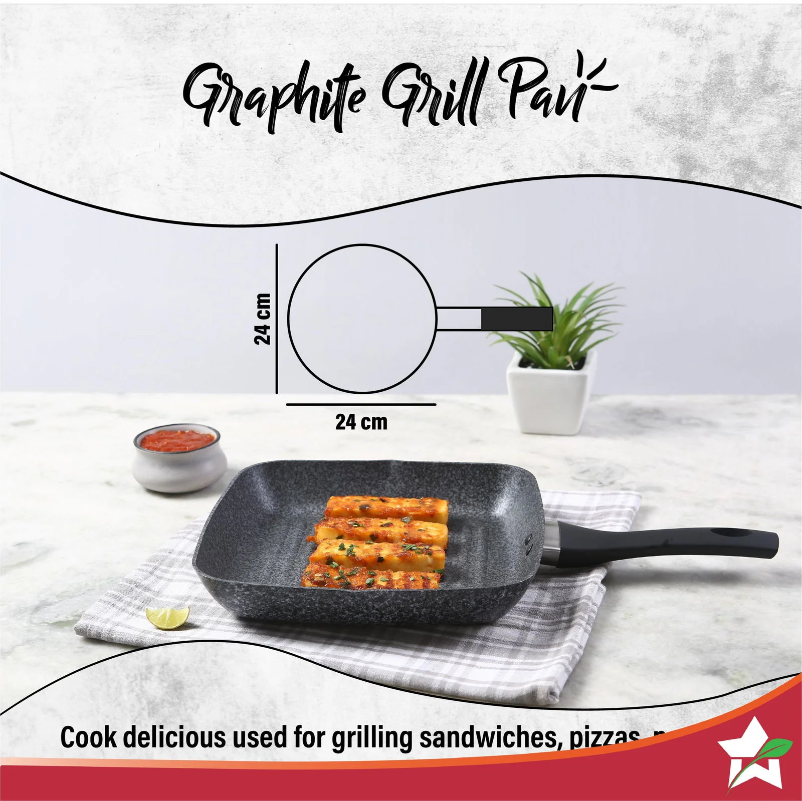 Graphite Grill Pan 24 cm, 3 Years Warranty - Image 5