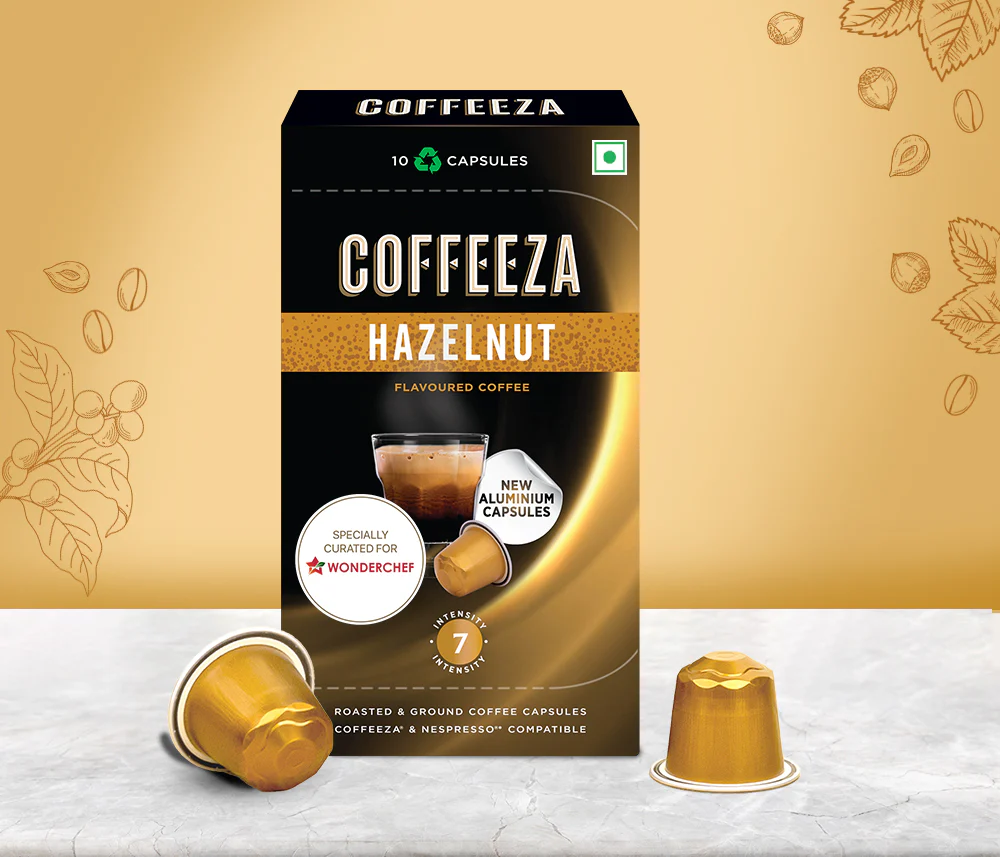 Coffeeza Hazelnut 100% Arabica Flavoured Aluminium Coffee Capsules