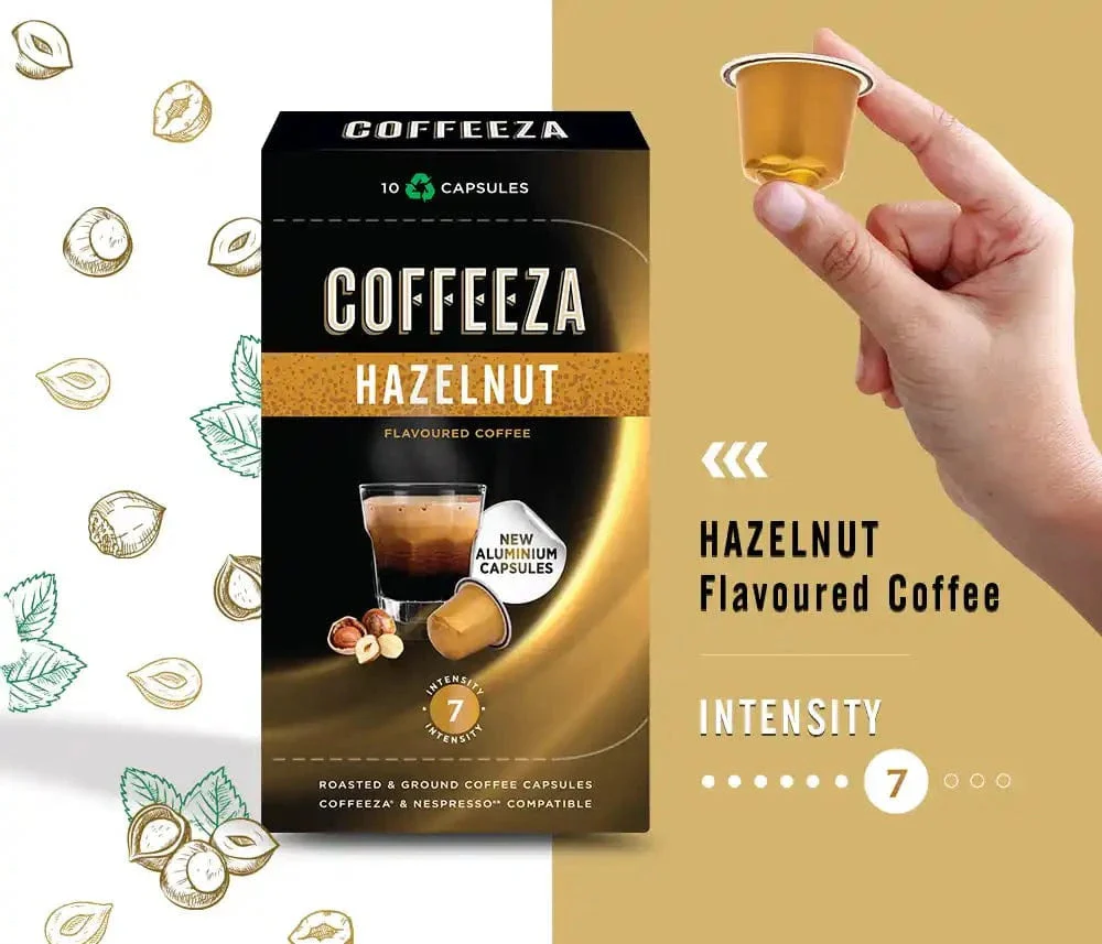 Coffeeza Hazelnut 100% Arabica Flavoured Aluminium Coffee Capsules - Image 2