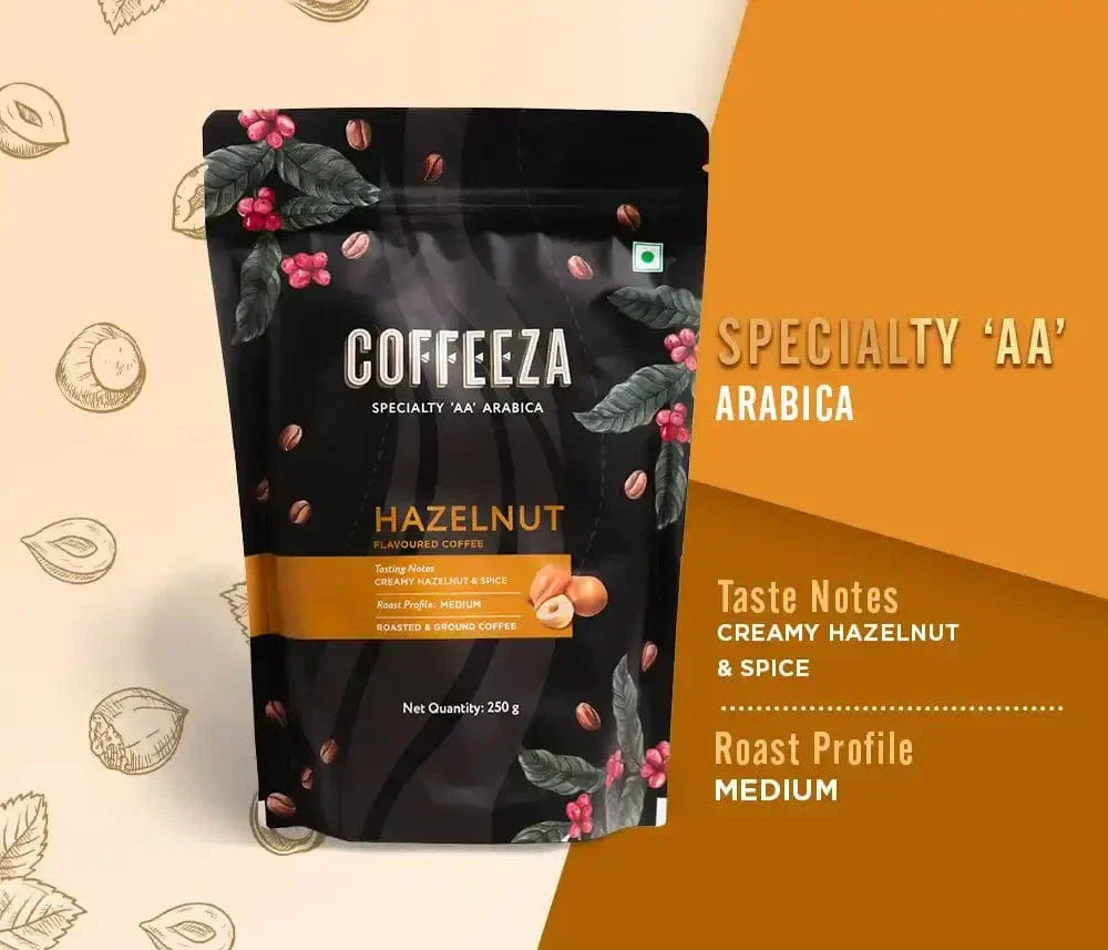 Coffeeza Hazelnut 100% Arabica Flavoured Ground Coffee - Image 2