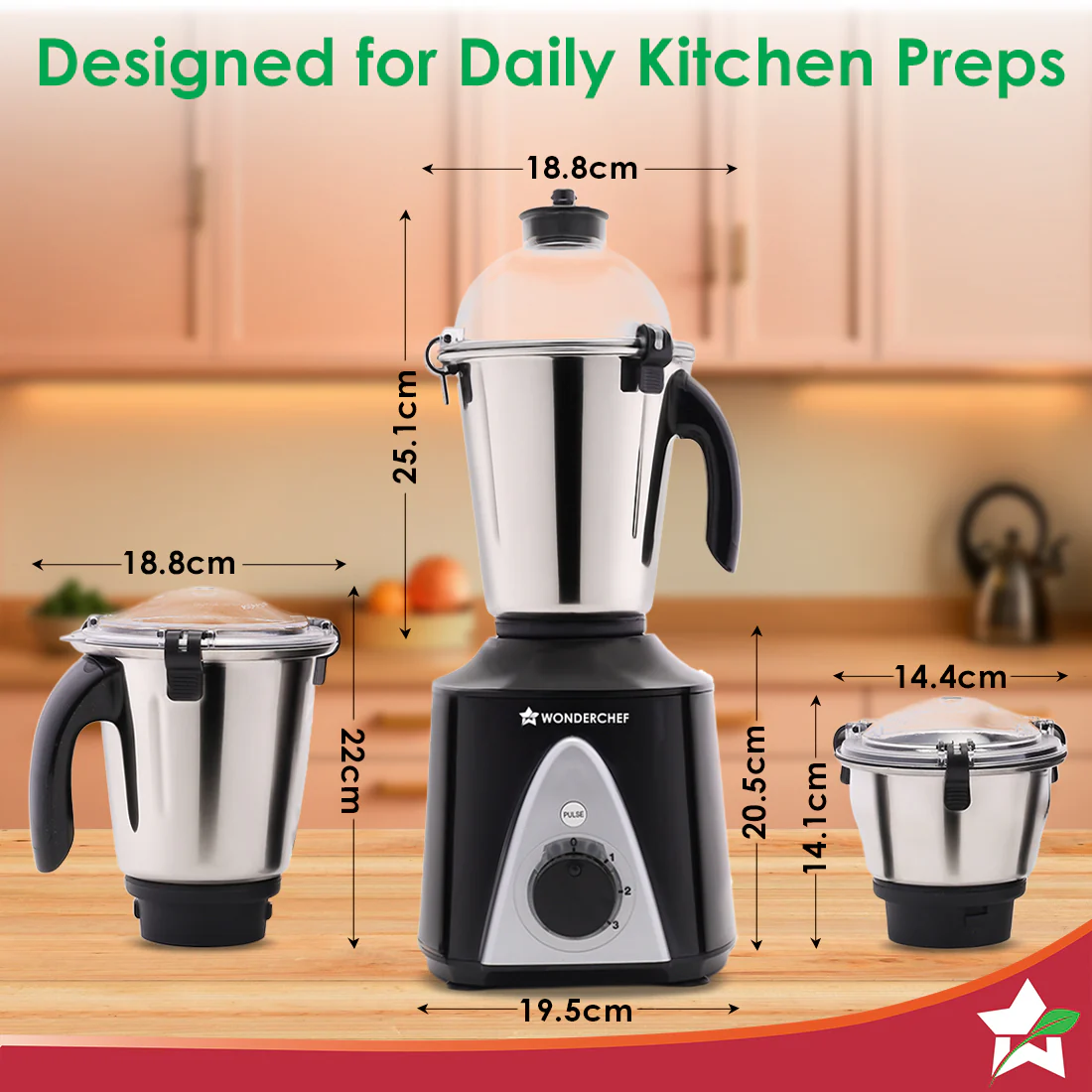 Hush BLDC Mixer Grinder | 3 Jars for Blending, Dry Grinding, Chutney Grinding | Low Friction | Low Noise | Conserves Power | Grind Masalas, Nuts, Coconut to Fruits/Vegetables | RPM 18,000 - Image 3