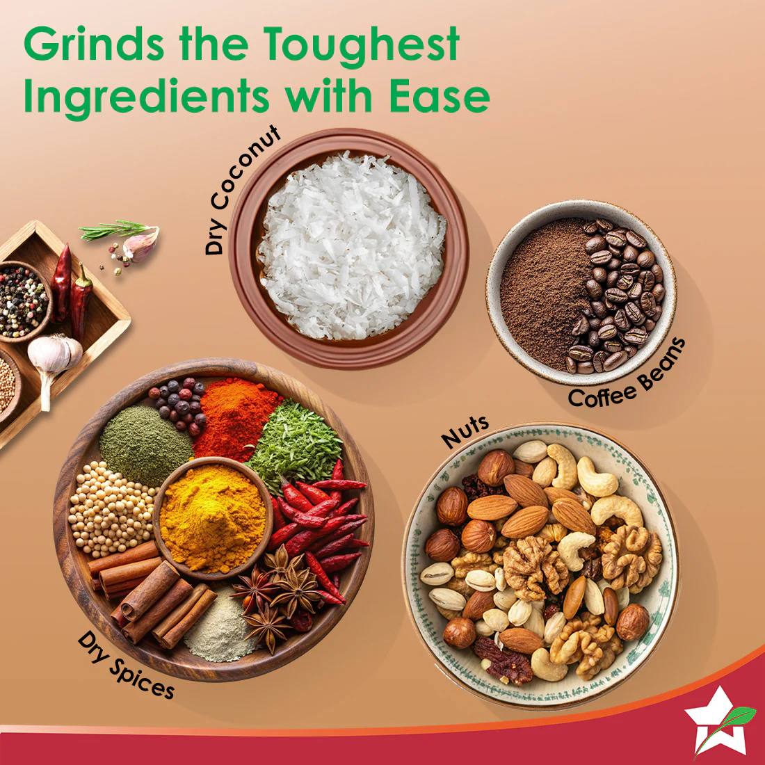 Hush BLDC Mixer Grinder | 3 Jars for Blending, Dry Grinding, Chutney Grinding | Low Friction | Low Noise | Conserves Power | Grind Masalas, Nuts, Coconut to Fruits/Vegetables | RPM 18,000 - Image 6