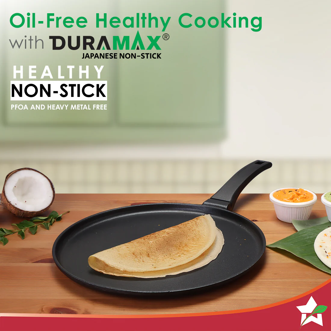 Inducta Die-cast Dosa Tawa, 28cm, 4mm, Japanese Non-stick Coating, Cook with Less Oil, For Dosas, Rotis, Parathas, Omelettes, Pancakes, Compatible with All Cooktops, 2-Yr Warranty, Black - Image 3