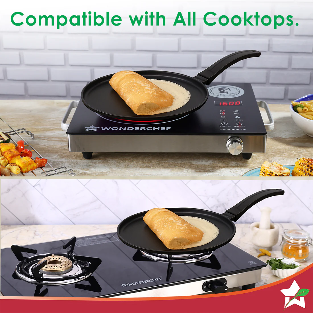 Inducta Die-cast Dosa Tawa, 28cm, 4mm, Japanese Non-stick Coating, Cook with Less Oil, For Dosas, Rotis, Parathas, Omelettes, Pancakes, Compatible with All Cooktops, 2-Yr Warranty, Black - Image 5