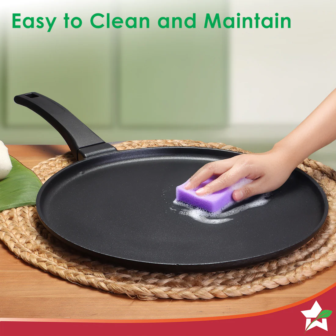 Inducta Die-cast Dosa Tawa, 28cm, 4mm, Japanese Non-stick Coating, Cook with Less Oil, For Dosas, Rotis, Parathas, Omelettes, Pancakes, Compatible with All Cooktops, 2-Yr Warranty, Black - Image 7