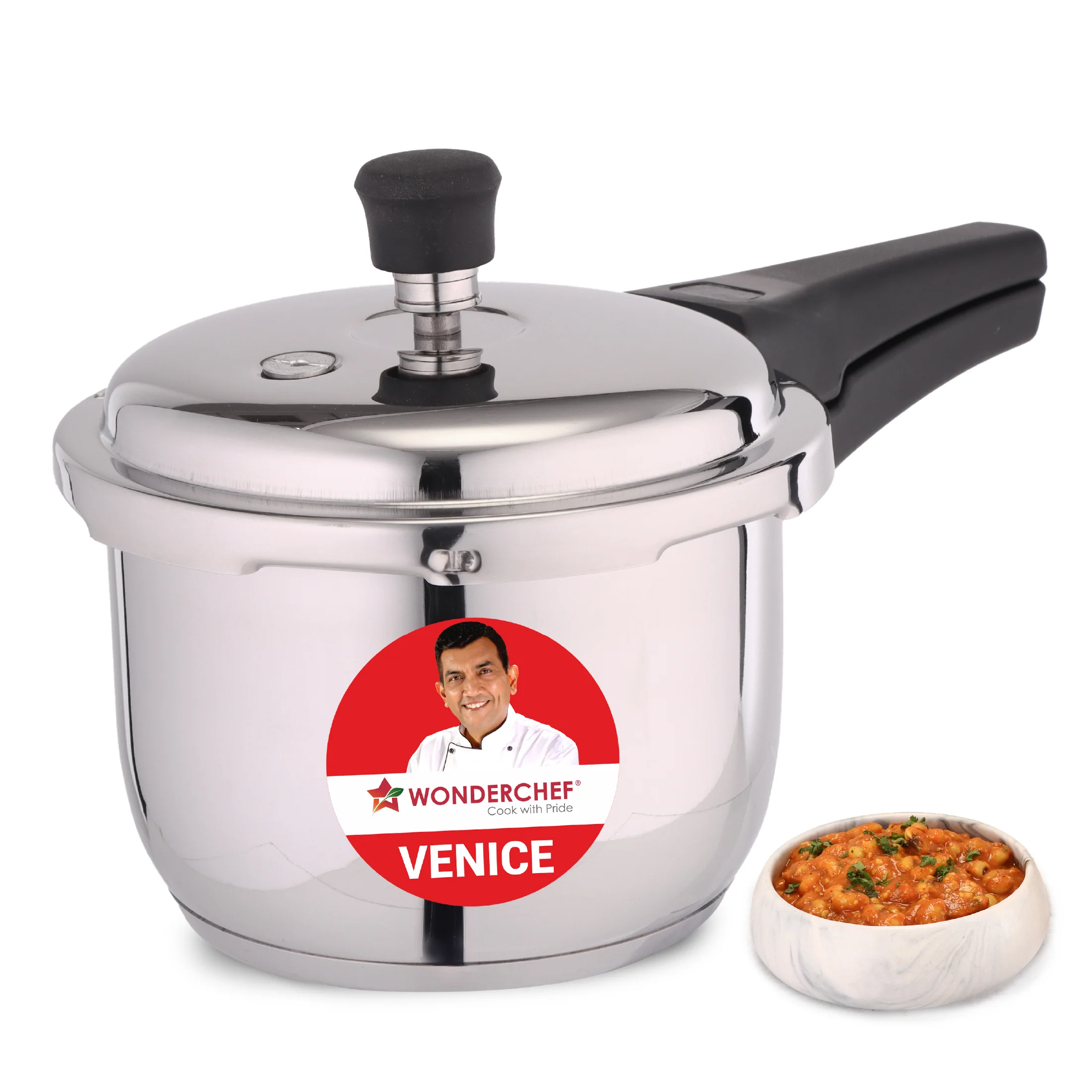 New-Kitchen Essentials | Royal Velvet Non-stick Cookware Set - 5Pc, Ambrosia Silicone Kitchen Tools Set of 3 Pcs, Glass Oil Pourer with Nozzle and Lid, Venice Stainless-steel Pressure Cooker - 3L - Outer Lid - Image 5