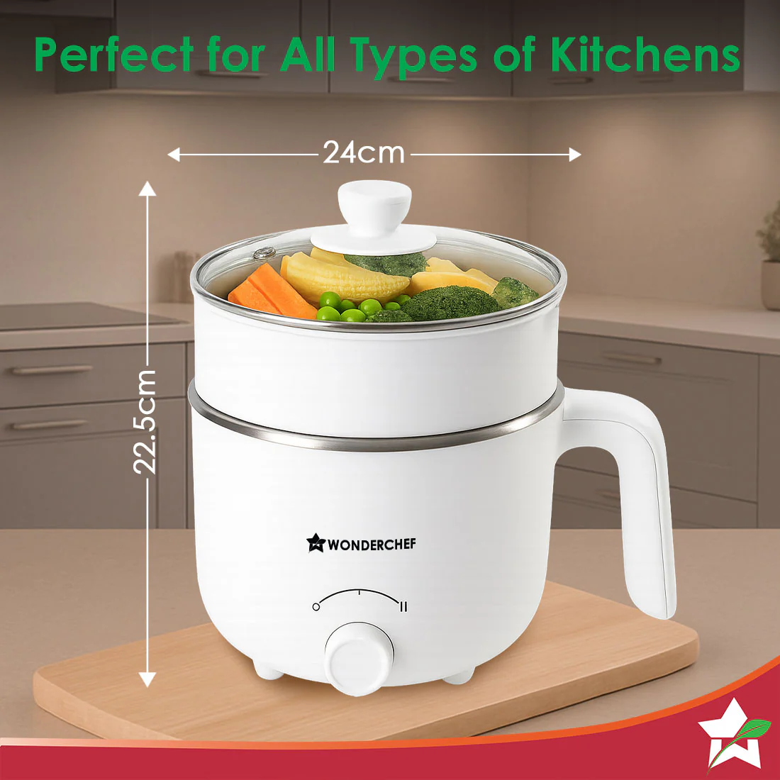 Luxe Multi Cook Kettle | Dual Power Modes | Quick Boiling | Automatic Shut-Off | Overheat Protection | Boil-Dry Protection | Egg Stand | Steamer Pot | Anti-Rust Stainless Steel | Cool Touch Exterior | 1.2 L | 600W | Ivory | 2 Years Warranty - Image 3