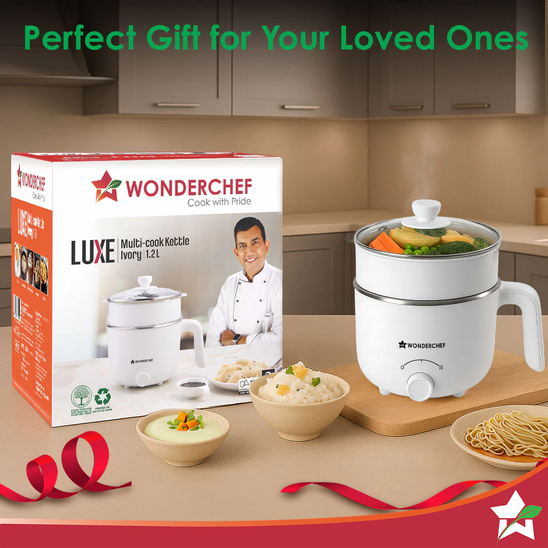 Luxe Multi Cook Kettle | Dual Power Modes | Quick Boiling | Automatic Shut-Off | Overheat Protection | Boil-Dry Protection | Egg Stand | Steamer Pot | Anti-Rust Stainless Steel | Cool Touch Exterior | 1.2 L | 600W | Ivory | 2 Years Warranty - Image 8