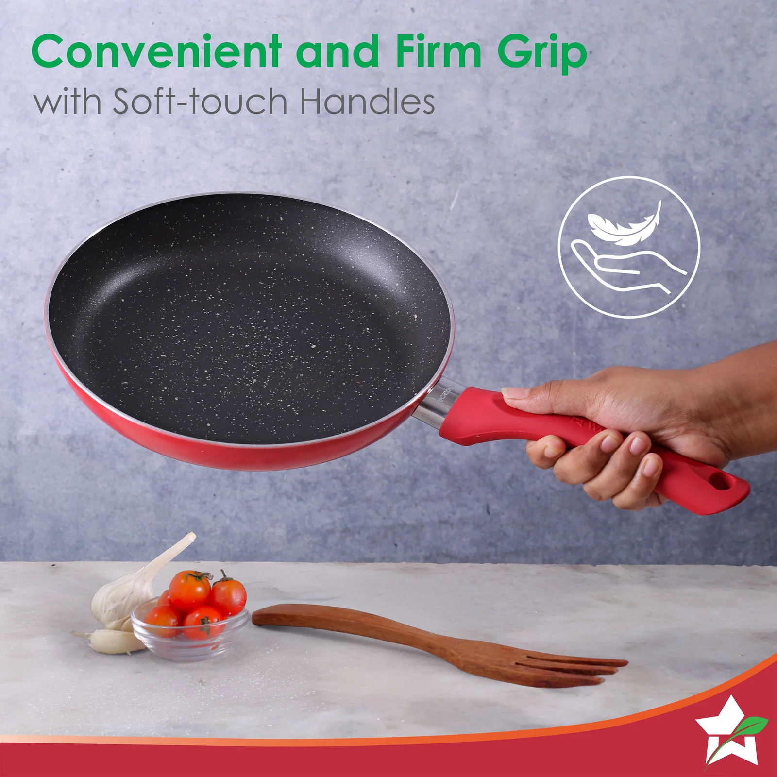 Milano Non-stick Cookware 4 Pc Set | Dosa Tawa, Fry Pan, Kadhai for cutlets, curries, dosas | PFOA Free | Virgin Aluminium | Energy Efficient | Dishwasher Safe | 2-year Warranty | Red&Black - Image 4