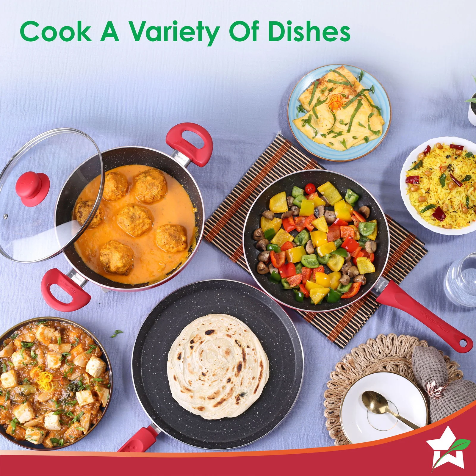 Milano Non-stick Cookware 4 Pc Set | Dosa Tawa, Fry Pan, Kadhai for cutlets, curries, dosas | PFOA Free | Virgin Aluminium | Energy Efficient | Dishwasher Safe | 2-year Warranty | Red&Black - Image 7