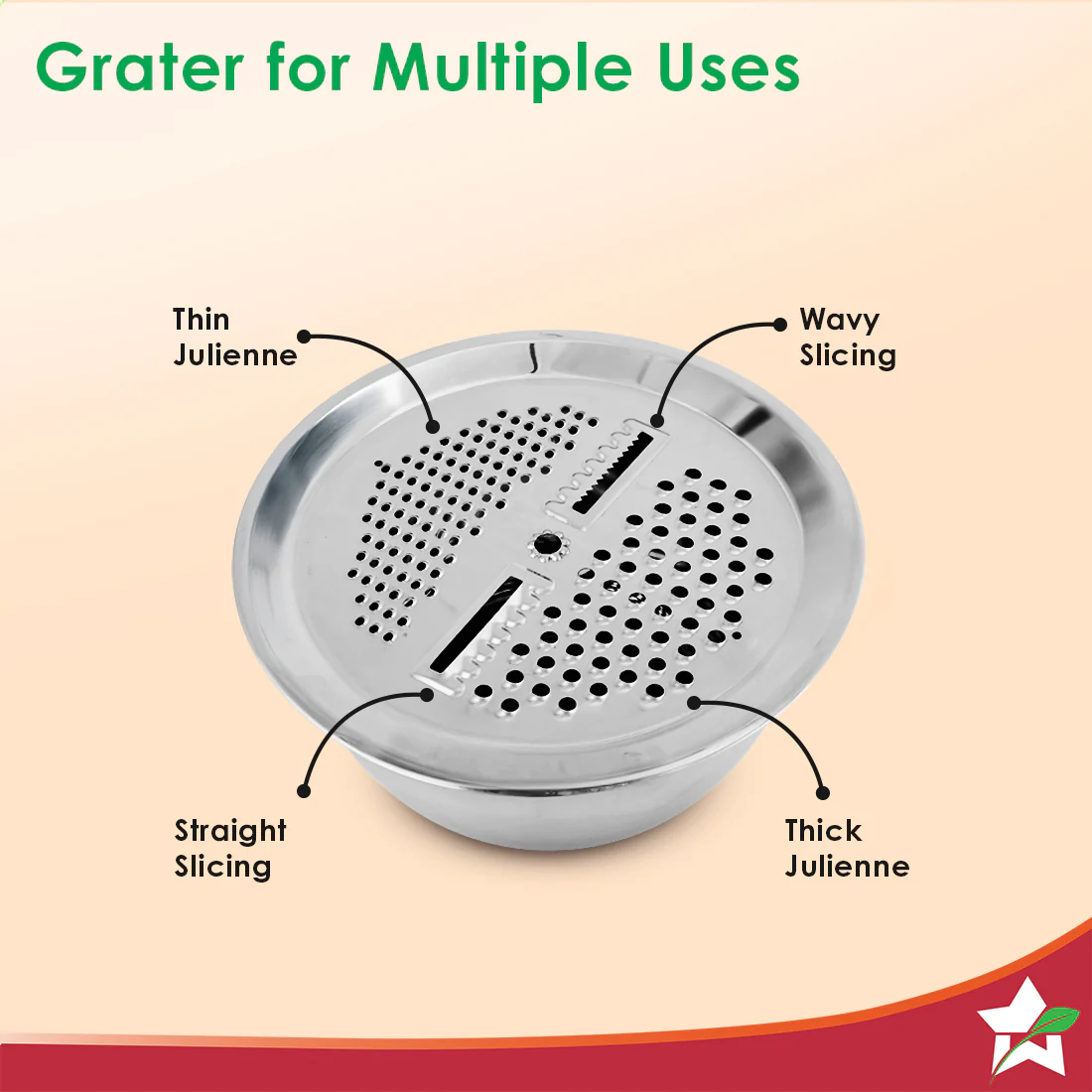 Modena Stainless-steel Bowl with Strainer, Grater | Multi-slot Lid for Fine/Coarse Grating | Food-grade, Non-corrosive, Sturdy | Use to Mix, Grate, Wash, Serve | Anti-skid | 1-year Warranty - Image 3