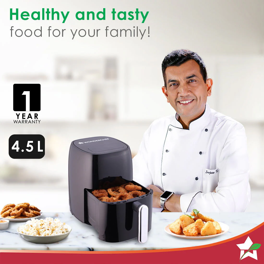 Neo Digital Air Fryer | Rapid Air Technology | 6 Pre-Set Menu Options | Temperature and Time Control | Automatic Shut-Off | Compact Design | 4.5 Litres | 1 Year Warranty | 1500 Watts | Black - Image 2