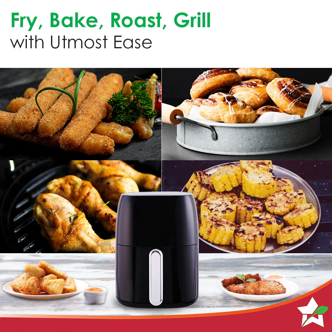 Neo Digital Air Fryer | Rapid Air Technology | 6 Pre-Set Menu Options | Temperature and Time Control | Automatic Shut-Off | Compact Design | 4.5 Litres | 1 Year Warranty | 1500 Watts | Black - Image 5