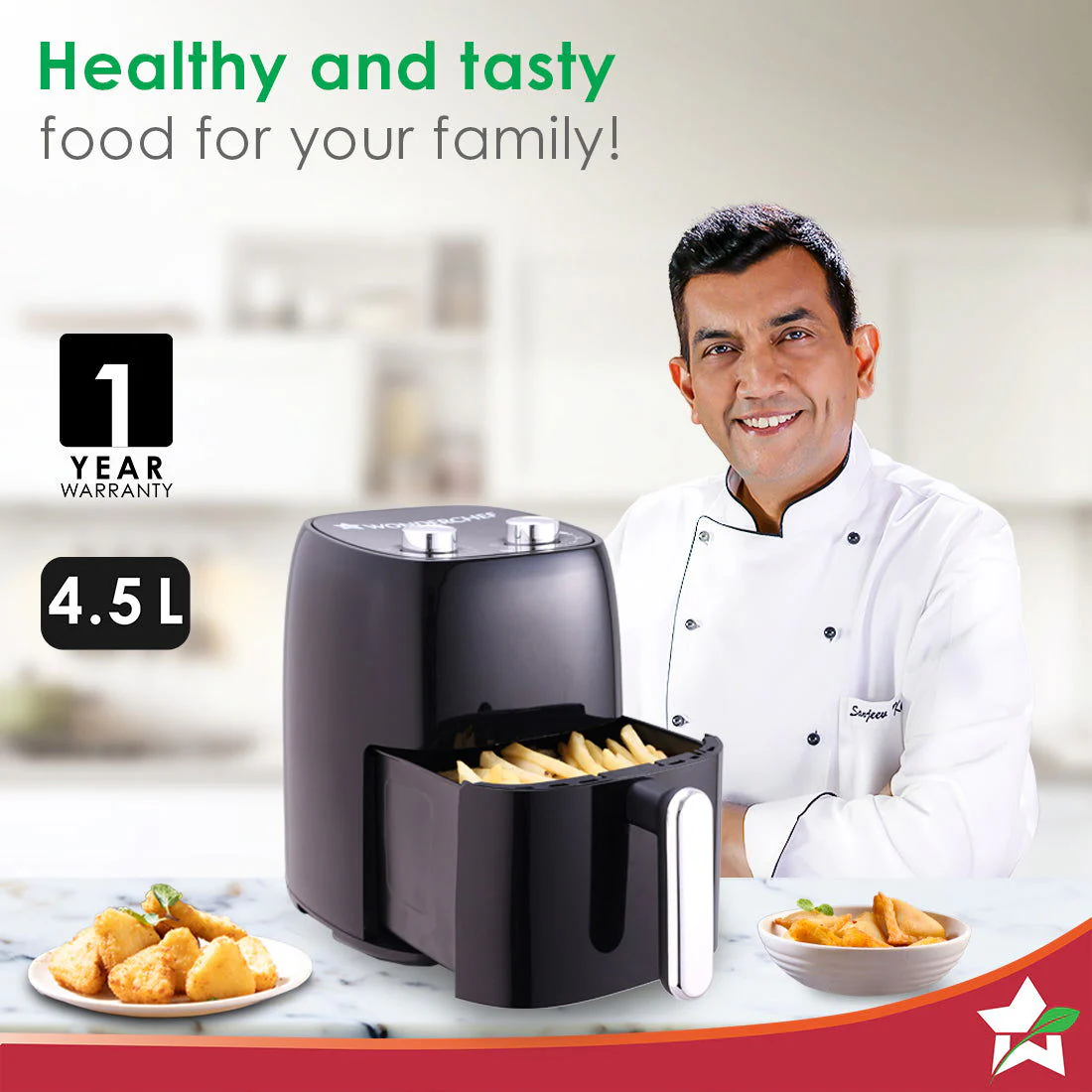 Neo Manual Air Fryer | Rapid Air Technology | Time and Temperature Control | Automatic Shut-Off | Compact Design | 4.5 Litres | 1 Year Warranty | 1500 Watts | Black - Image 2