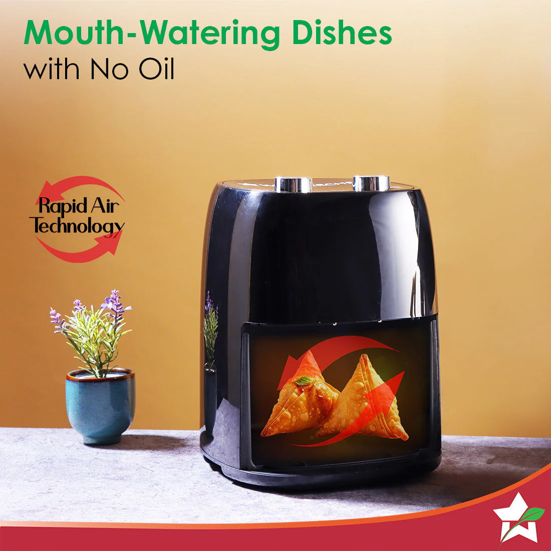 Neo Manual Air Fryer | Rapid Air Technology | Time and Temperature Control | Automatic Shut-Off | Compact Design | 4.5 Litres | 1 Year Warranty | 1500 Watts | Black - Image 3