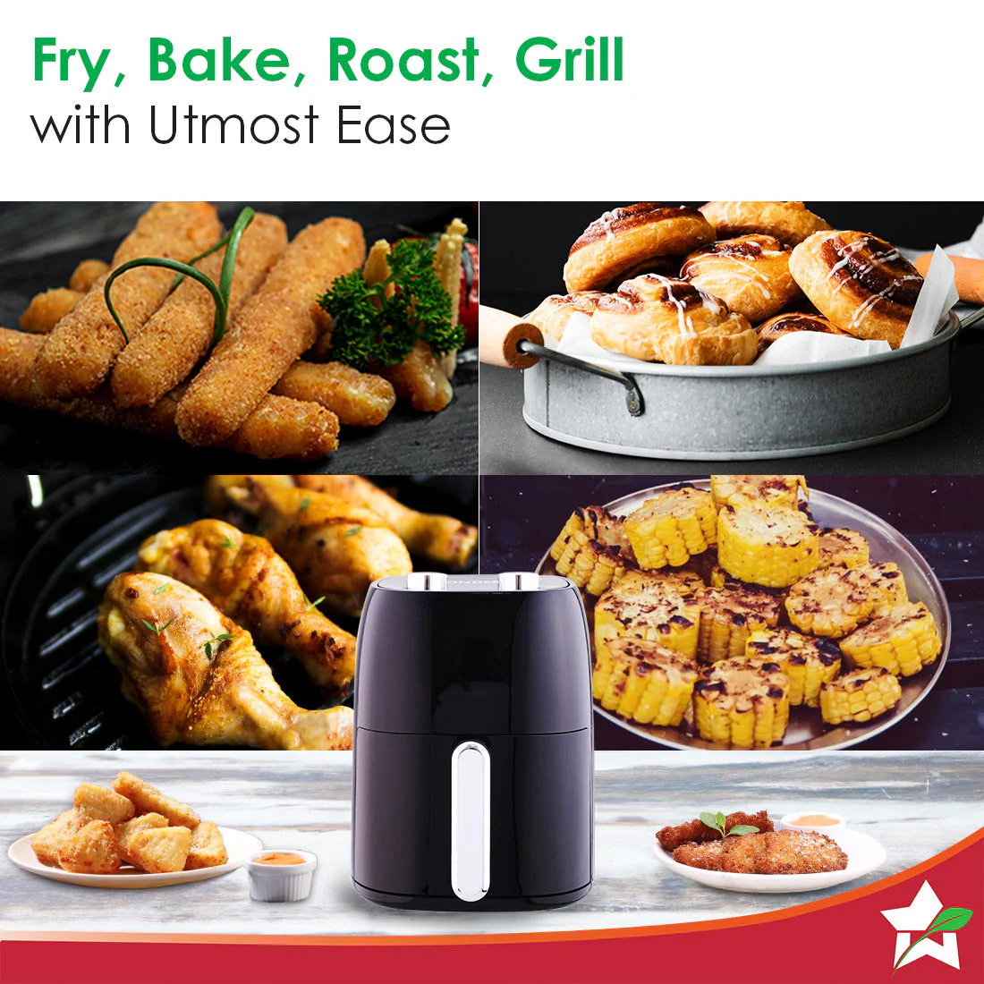 Neo Manual Air Fryer | Rapid Air Technology | Time and Temperature Control | Automatic Shut-Off | Compact Design | 4.5 Litres | 1 Year Warranty | 1500 Watts | Black - Image 5