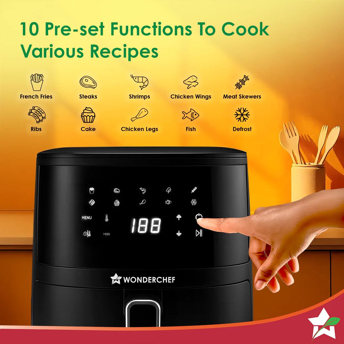 Neo Pro Digital Air Fryer | 4.5L | 1300W | Rapid Air Technology | 10 Pre-Set Functions | Temperature and Time Control | Automatic Shut-Off | Compact Design | 2-Year Warranty - Image 3