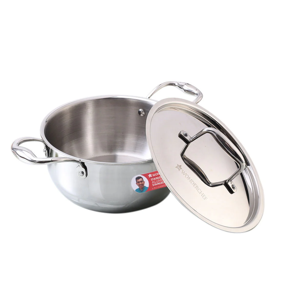 Nigella Tri-ply Stainless Steel 20 cm Casserole | 3 Litres | 2.6mm Thickness | Induction base | Compatible with all cooktops | Riveted Cool-Touch Handle | 10 Year Warranty - Image 2