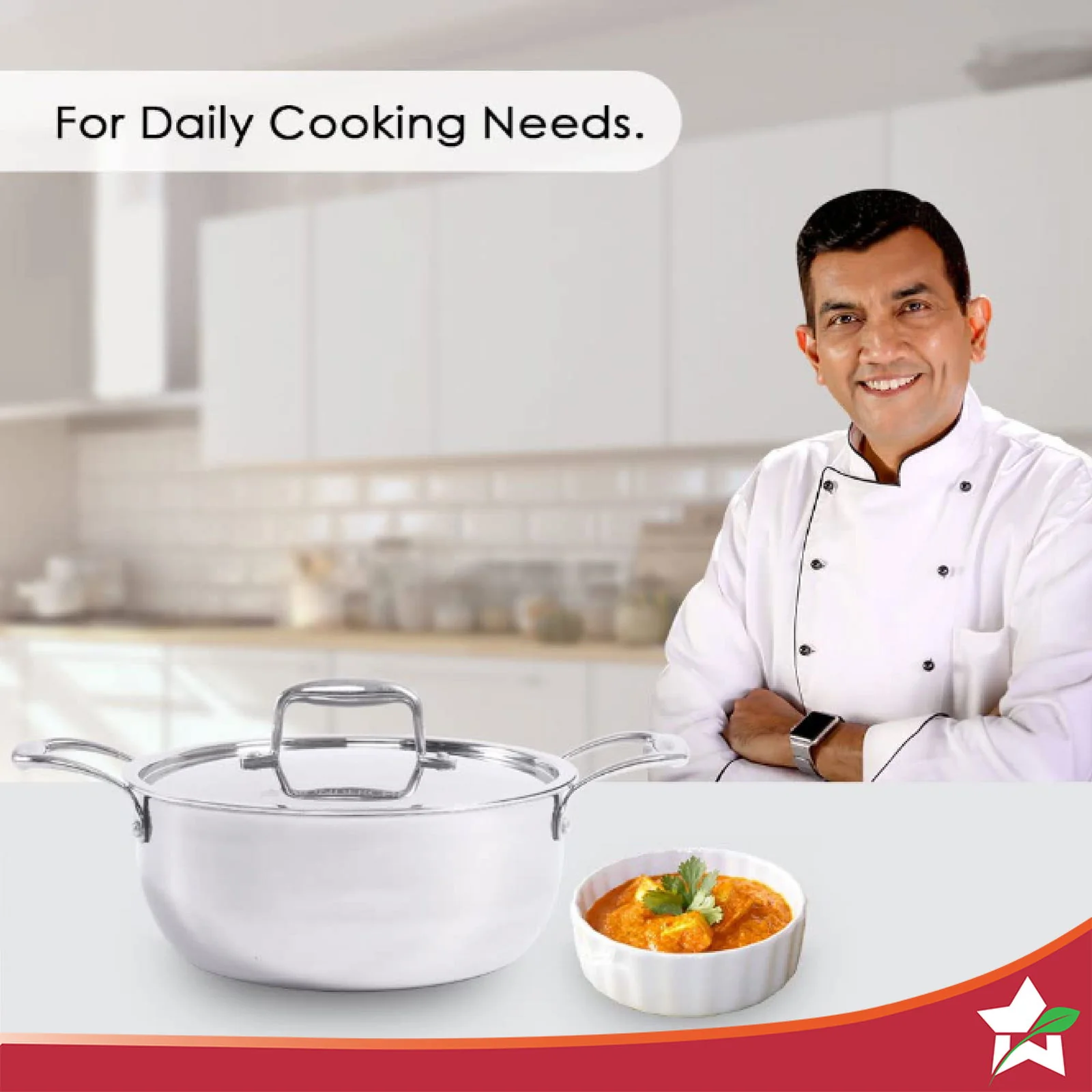 Nigella Tri-ply Stainless Steel 24 cm Casserole | 4.8 Litres | 2.6mm Thickness | Induction base | Compatible with all cooktops | Riveted Cool-Touch Handle | 10 Year Warranty - Image 3