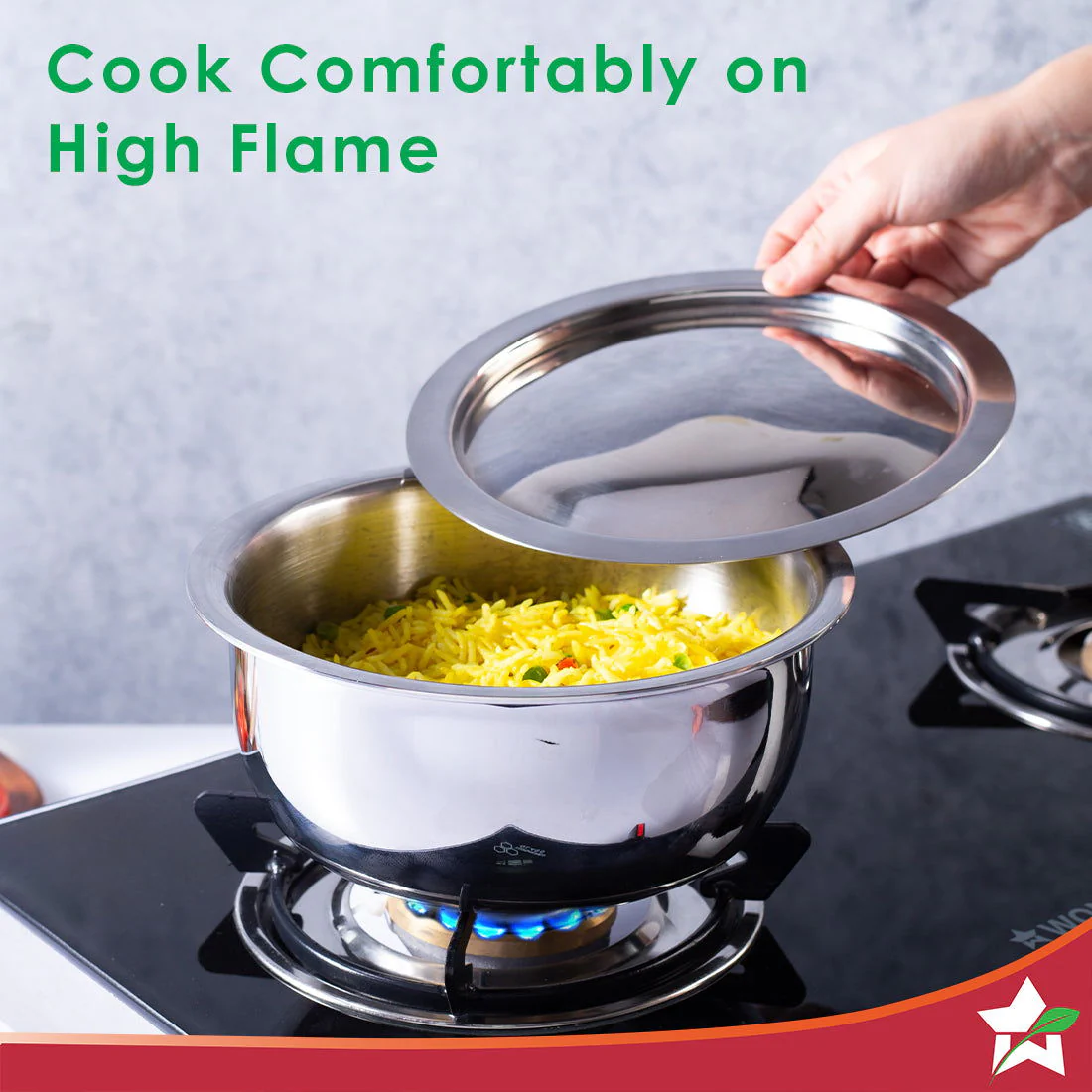 Nigella Tri-ply Stainless Steel 14 cm Cooking Pot | 2.6 mm Thickness | Silver - Image 4