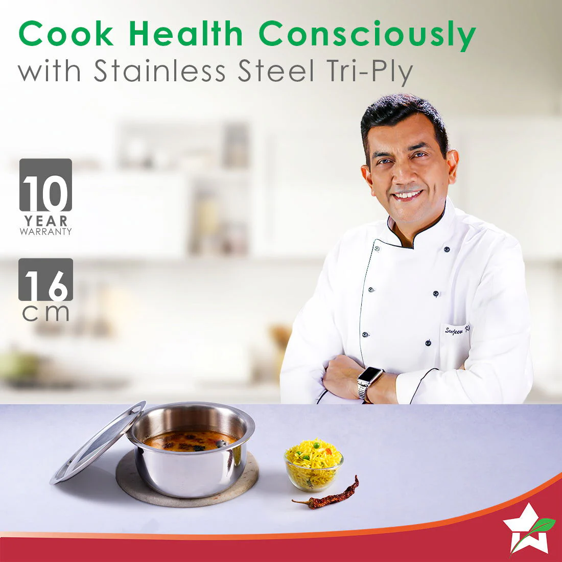 Nigella Tri-ply Stainless Steel 16 cm Cooking Pot | 2.6mm Thickness | Silver - Image 7