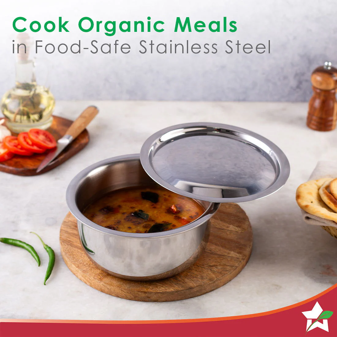 Nigella Tri-ply Stainless Steel 18 cm Cooking Pot | 2.6mm Thickness | Silver - Image 6