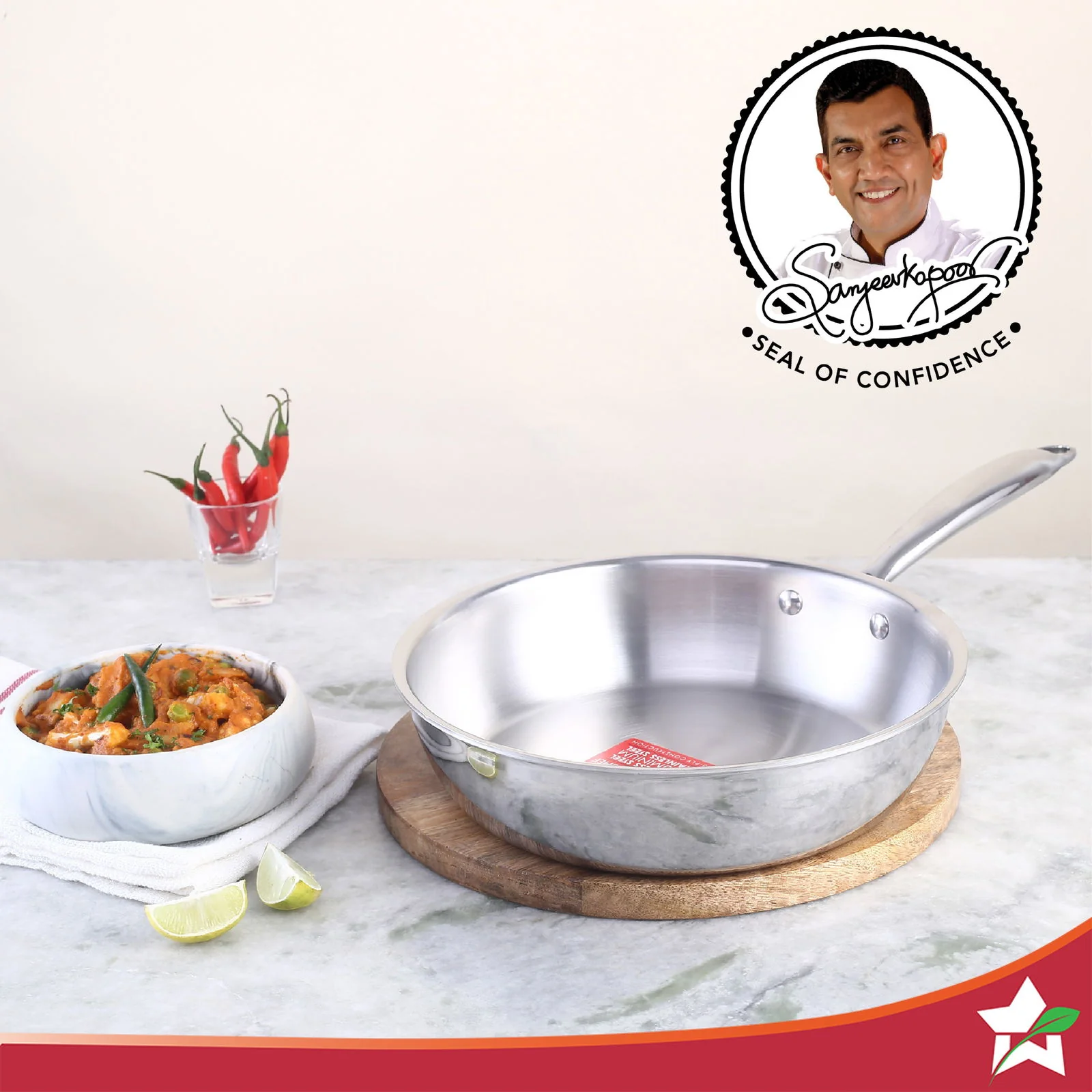 Nigella Tri-ply Stainless Steel 20 cm Fry Pan | 1.1 Litre | 2.5mm Thickness | With Induction base | Compatible with all cooktops | Riveted Cool-Touch Handle | 10 Year Warranty - Image 4