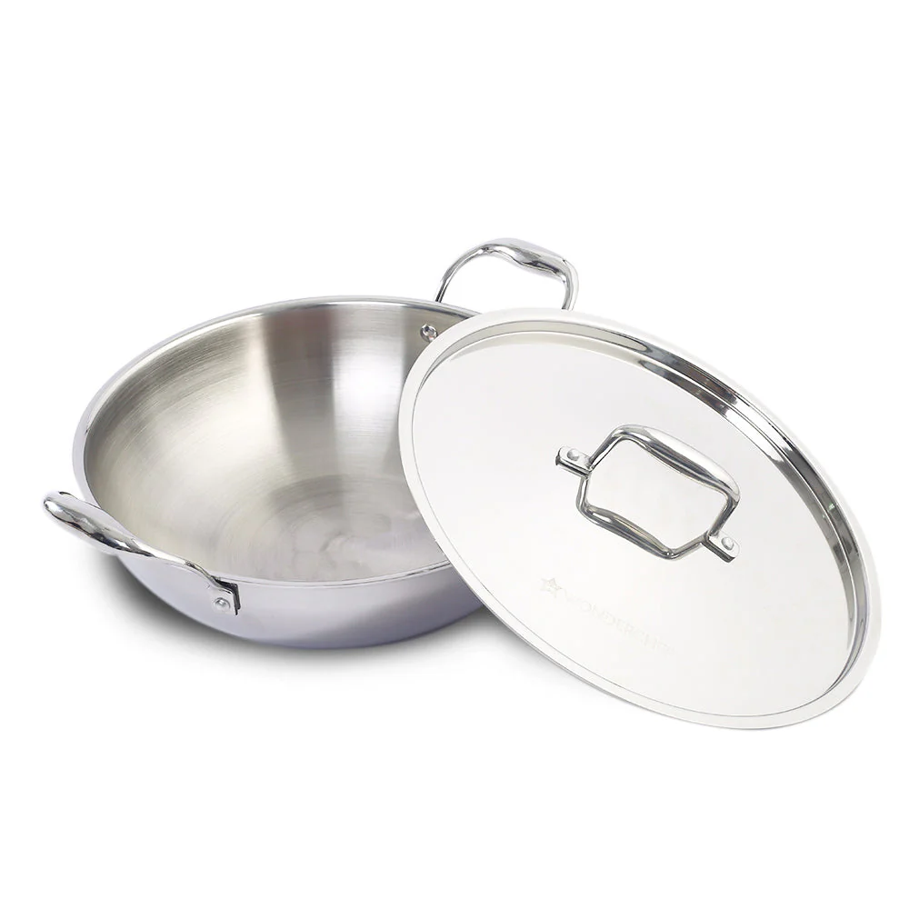 Nigella Tri-ply Stainless Steel 24 cm Kadhai with Lid | 2.2 Litres | 2.6mm Thickness | Kadhai with Induction base | Compatible with all cooktops | Riveted Cool-Touch Handle | 10 Year Warranty - Image 2