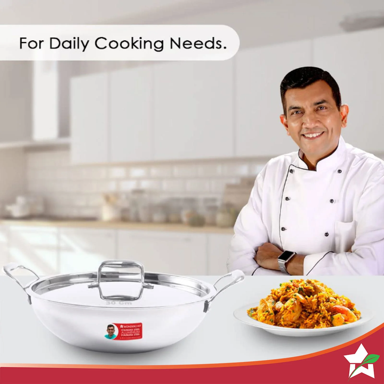 Nigella Tri-ply Stainless Steel 24 cm Kadhai with Lid | 2.2 Litres | 2.6mm Thickness | Kadhai with Induction base | Compatible with all cooktops | Riveted Cool-Touch Handle | 10 Year Warranty - Image 3