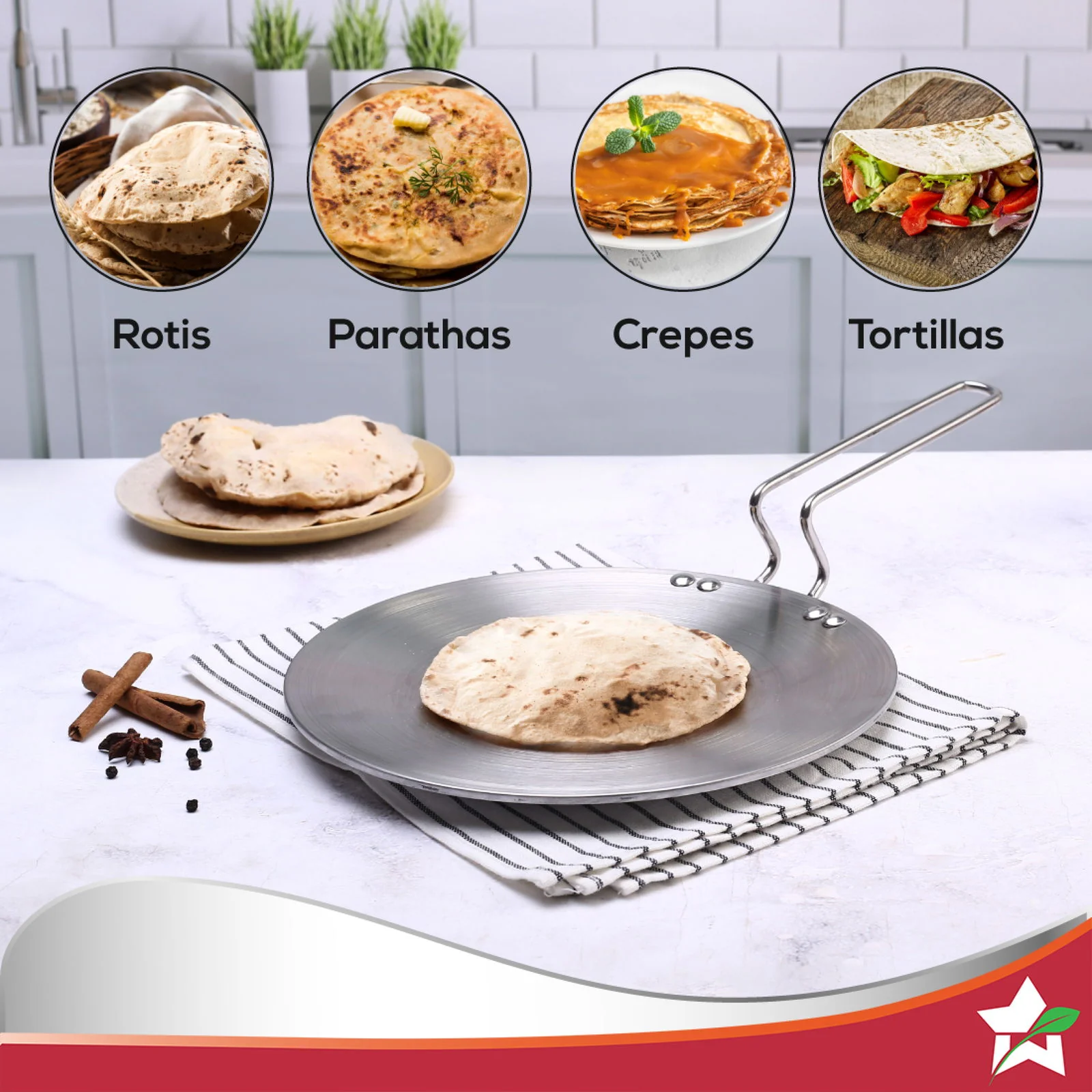 Nigella 3-Ply 26 cm Roti Tawa | Non-Stick Tawa | 4mm Thickness | Induction base | Compatible with all cooktops | Riveted Cool-Touch Handle | 10 Year Warranty - Image 8