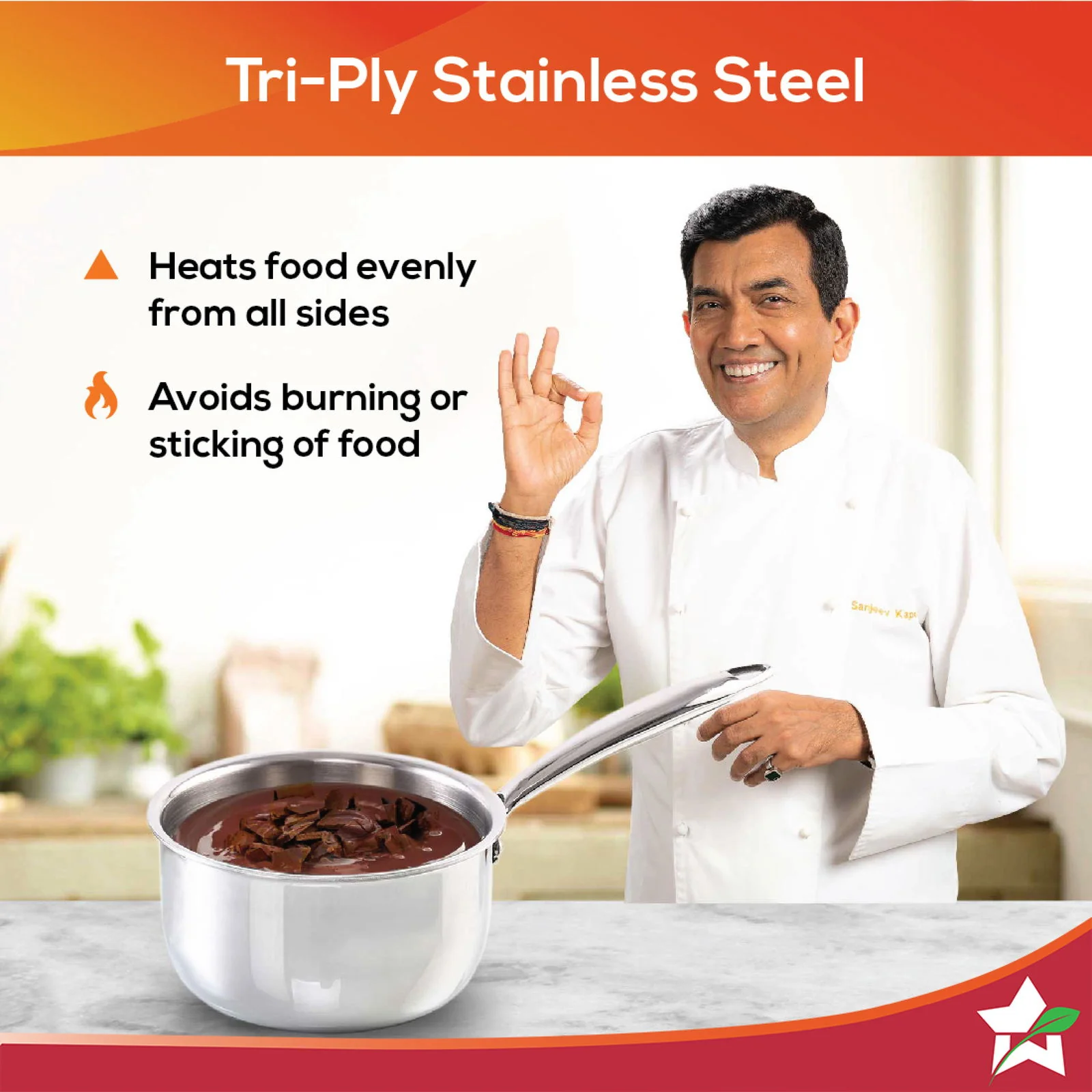 Nigella Tri-ply Stainless Steel 16 cm Sauce Pan | 1.5 Liters | 2.6mm Thickness | Silver - Image 3