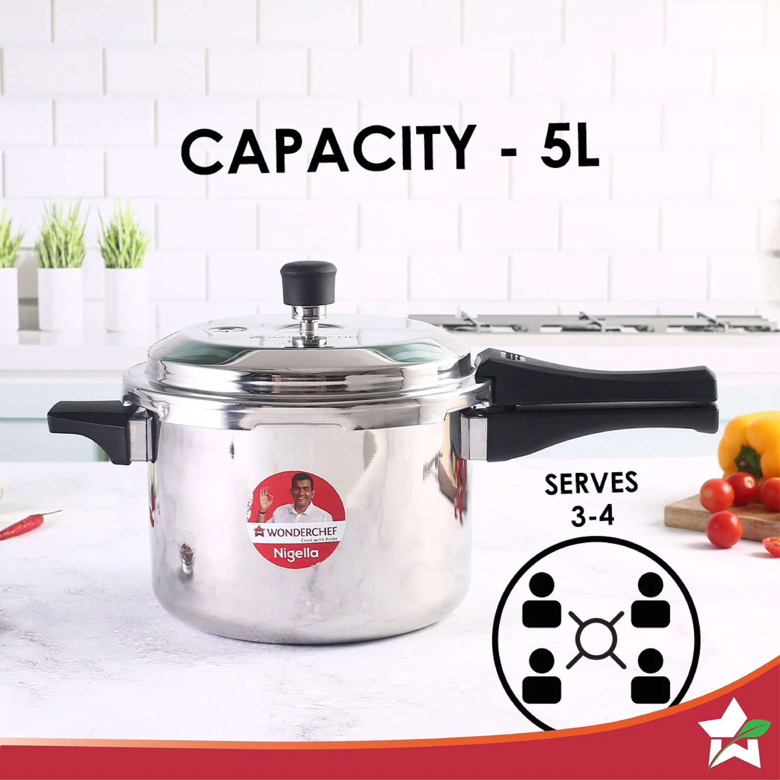Nigella Tri-Ply 5L Outer Lid Pressure Cooker, 5 Years Warranty - Image 4