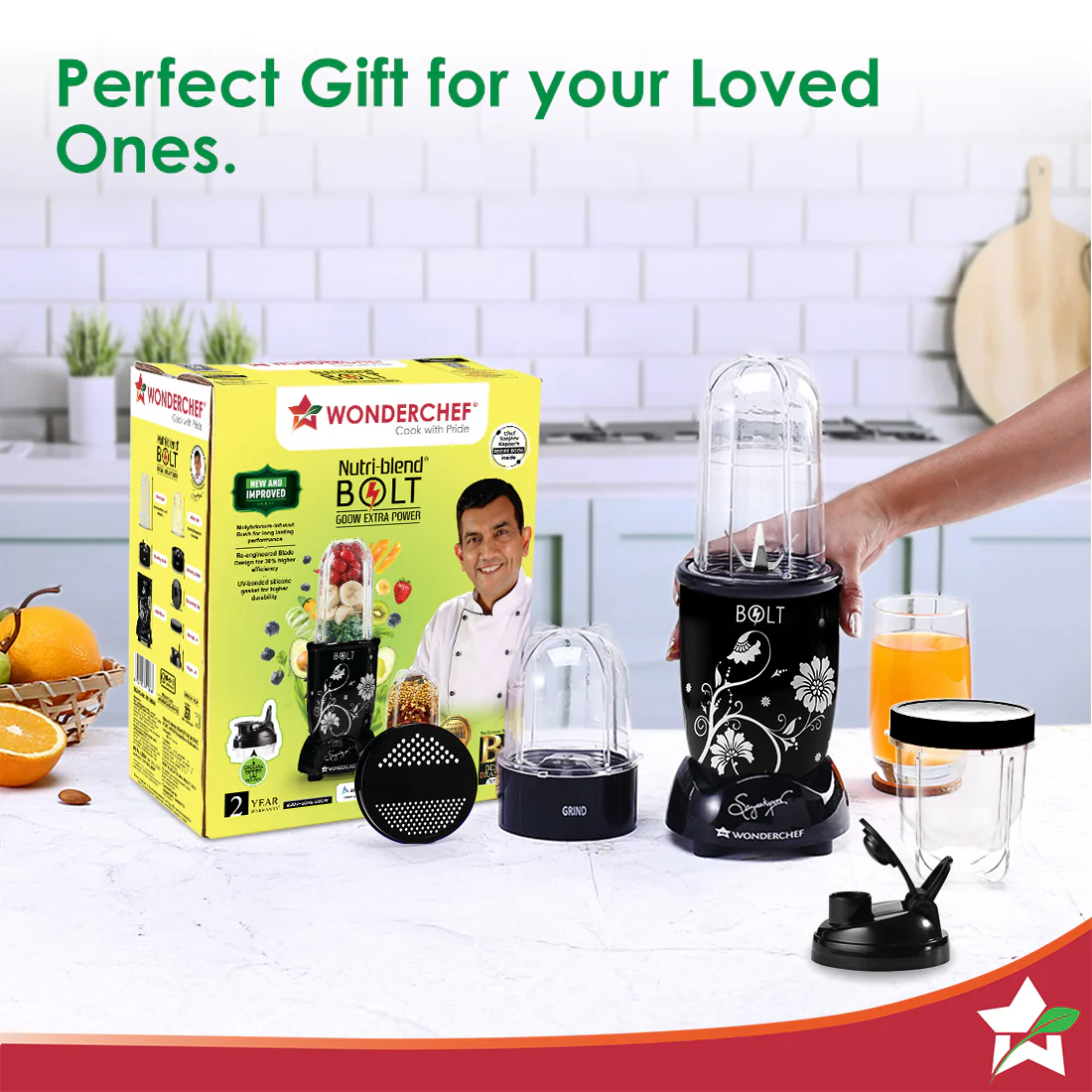 Nutri-blend BOLT Mixer, Grinder, Blender & Smoothie Maker | 600W 22000 RPM 100% Full Copper Motor | Stainless steel Blades | 2 unbreakable jars with Sipper lid | 2 Year warranty | Recipe book by Chef Sanjeev Kapoor | Black - Image 11